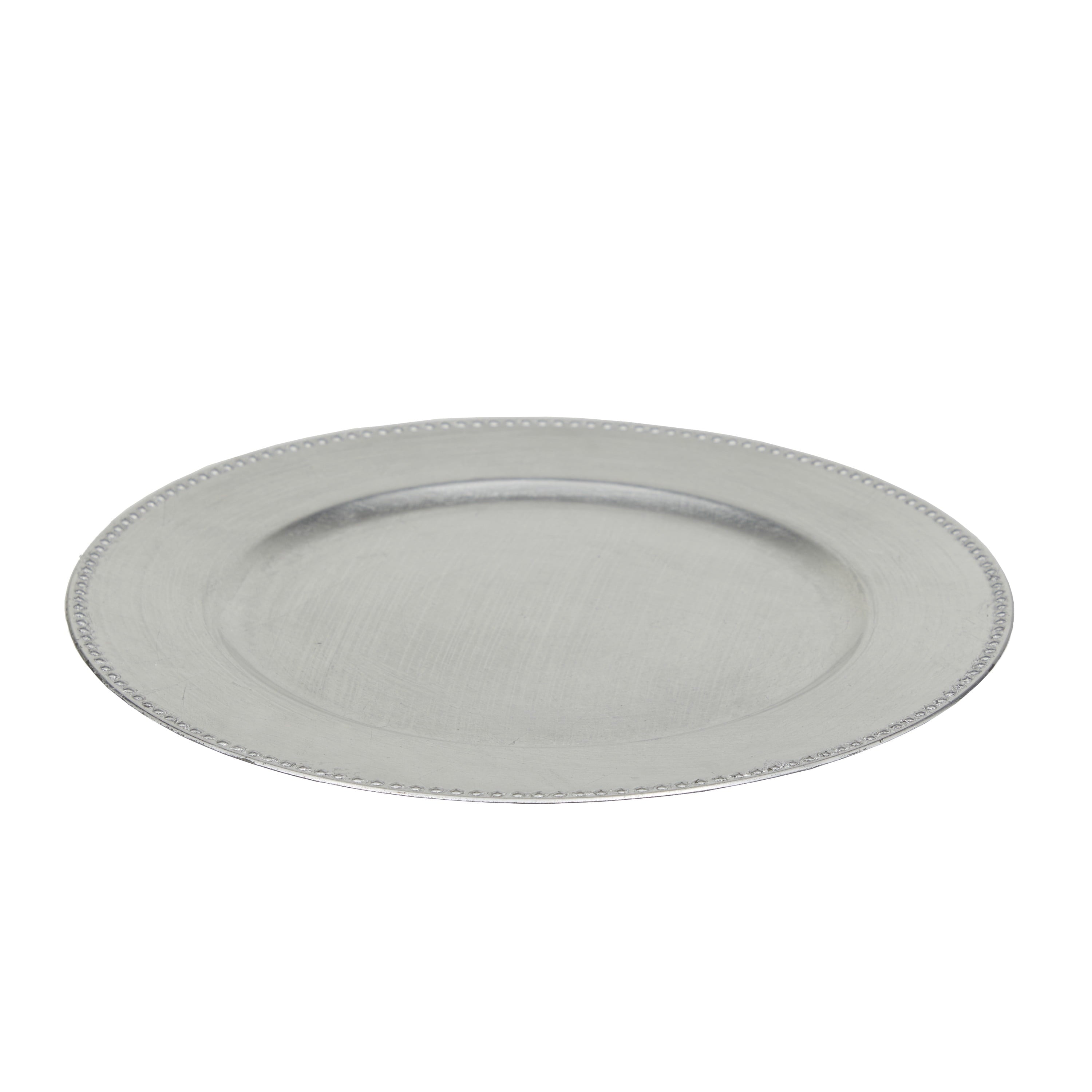 DecMode 13" Round Silver Melamine Charger, Set of 8