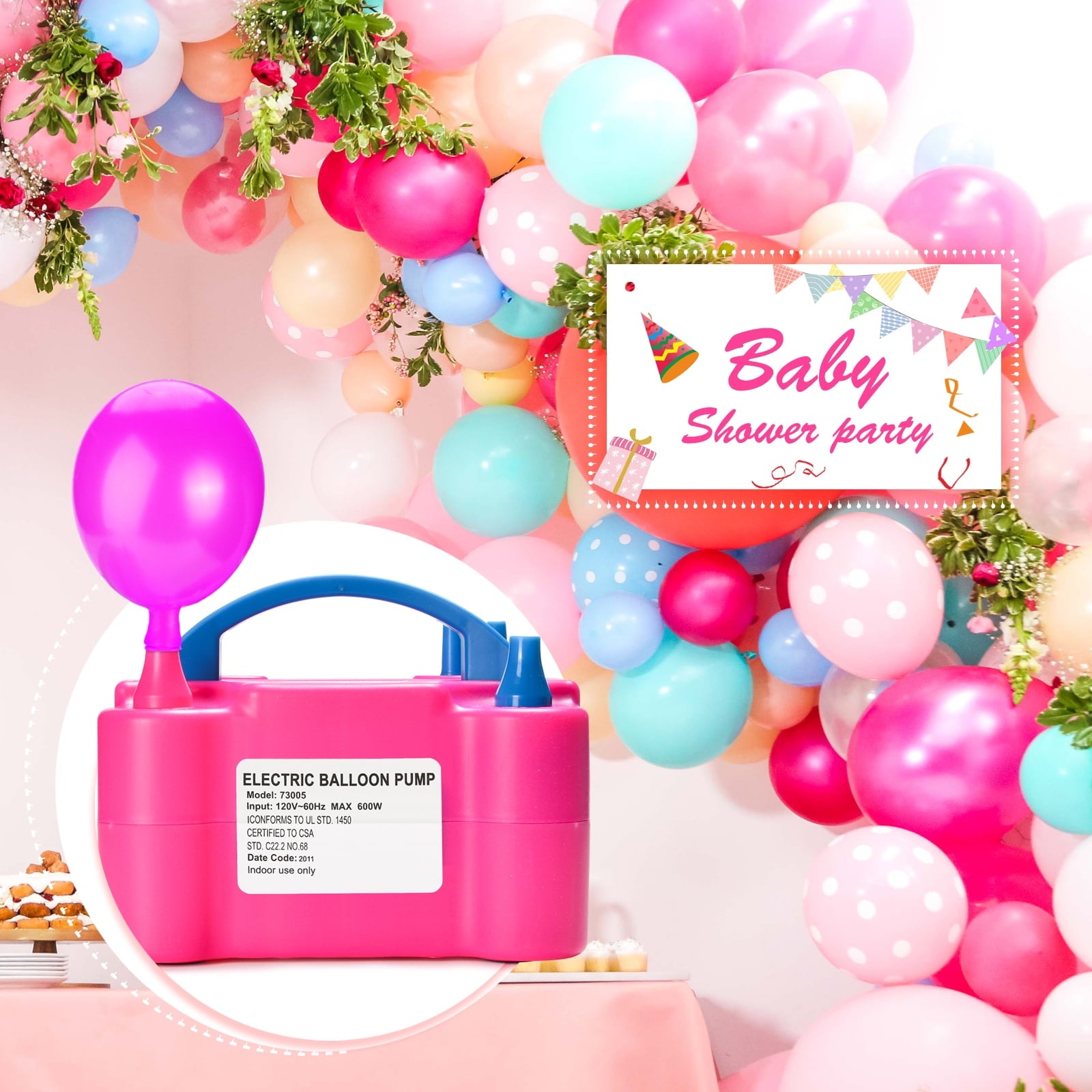 AGPTEK 110V 600W Electric Air Balloon Pump Dual Nozzle Inflator/Blower for Party Decoration