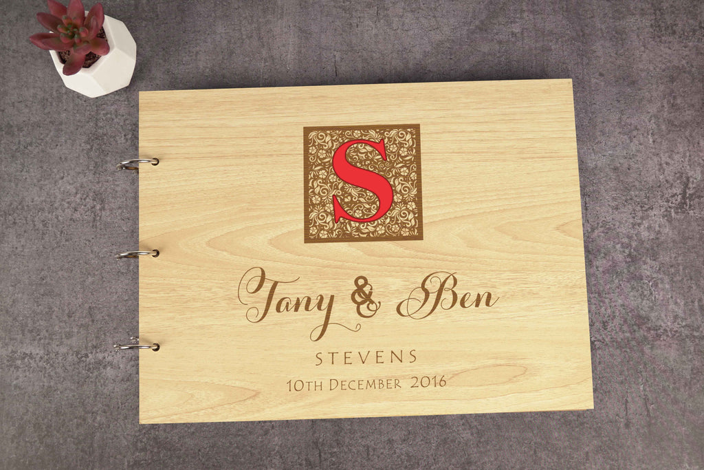 Darling Souvenir Personalized Engraved Laser Cut Wedding Guest Book Wooden Cover Sign-in Book Registry Guestbook Scrapbook-BR