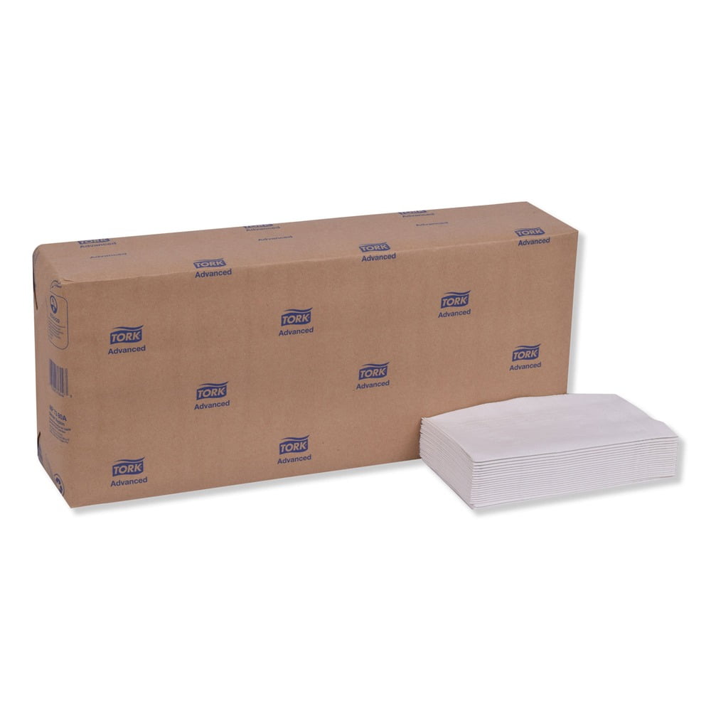 Tork NP7380A 3-Ply 17 in. x 16.125 in. 1/8 in. Fold Advanced Dinner Napkin - White (1740/Carton)