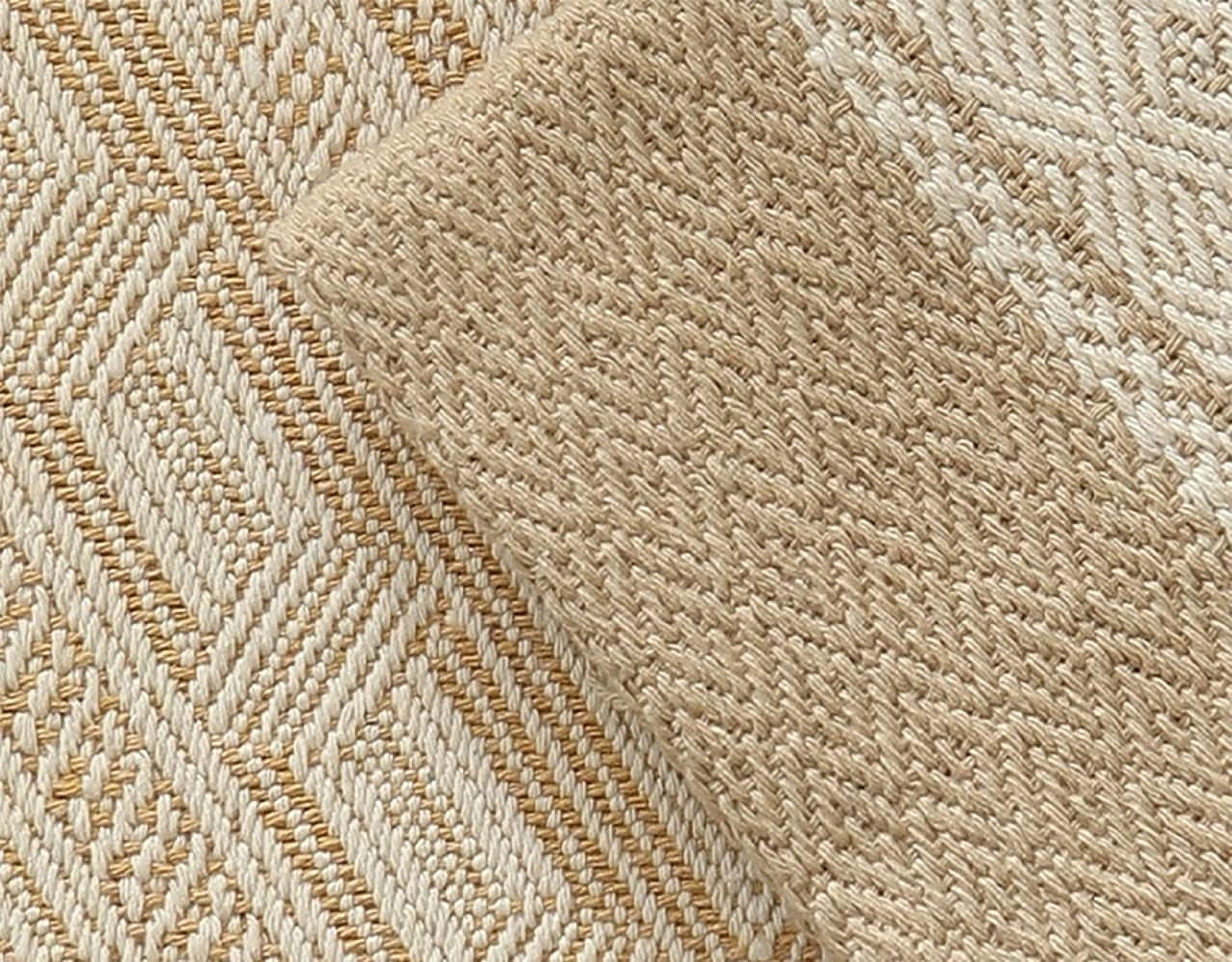 Fennco Styles Diamond Weave Fringe Cotton Blend Table Runner 14" W x 72" L - Beige Geometric Rectangular Table Cover for Boho Décor, Dining Table, Banquets, Family Gatherings