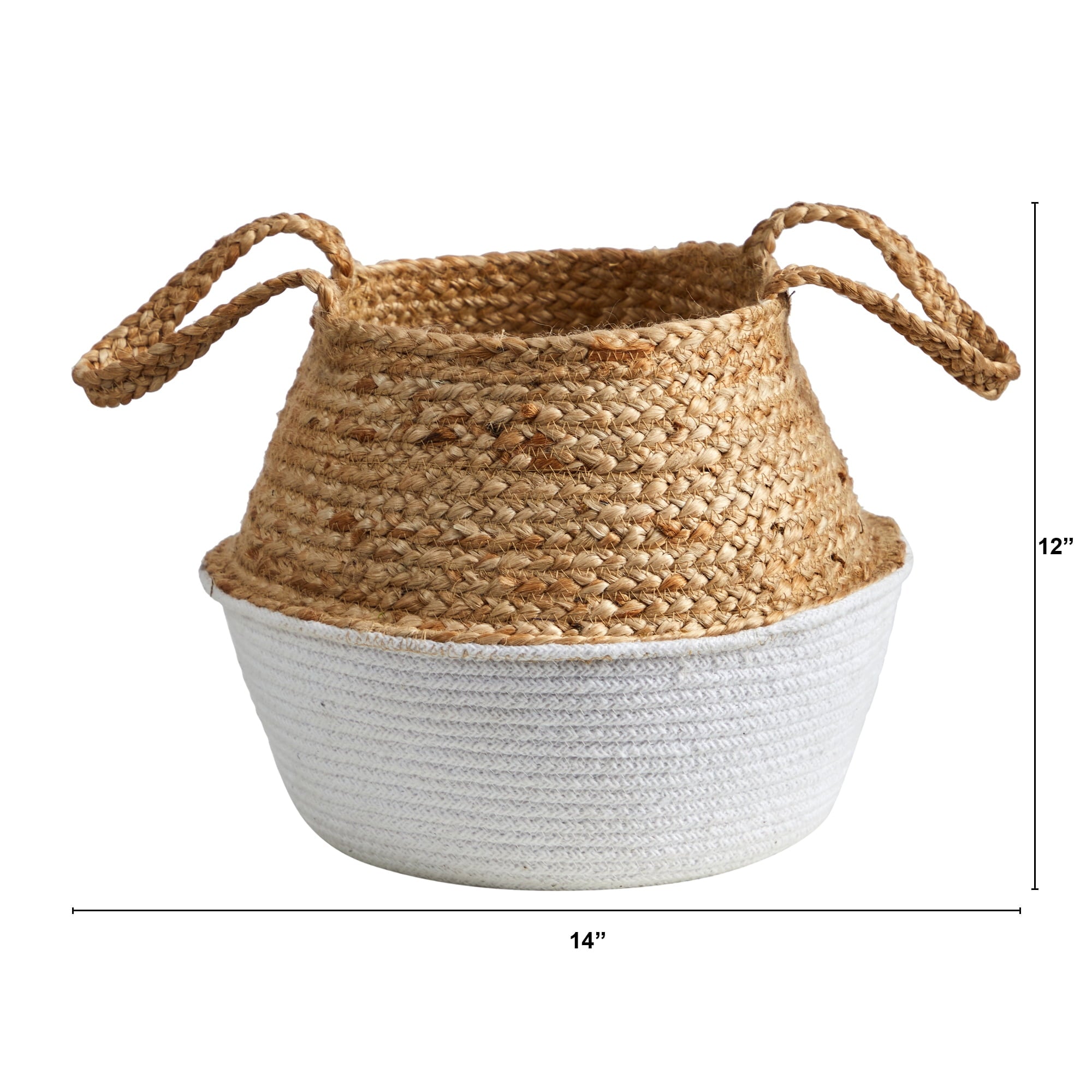 Nearly Natural Decorative 14" Boho Chic Handmade Cotton/Jute Basket Planter