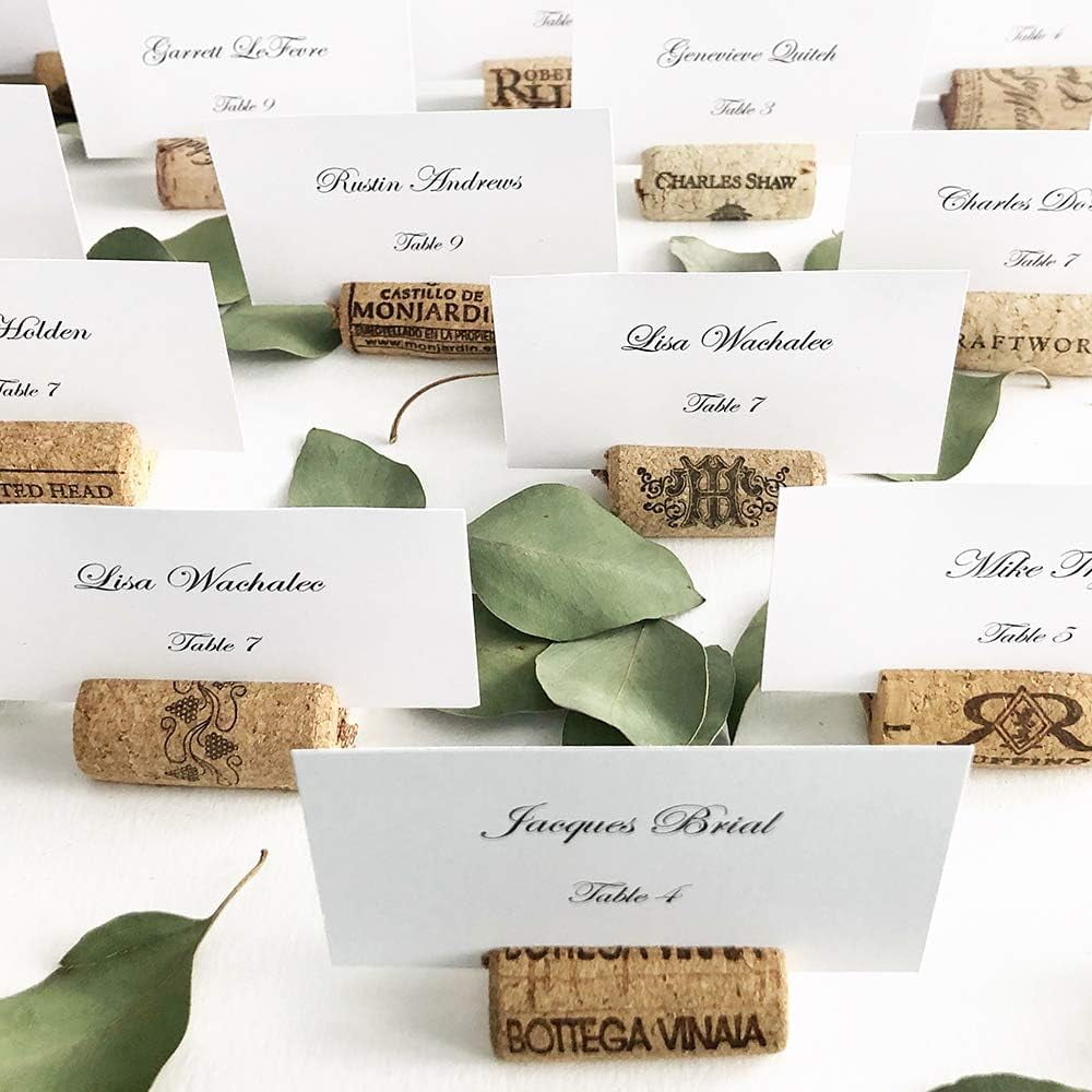 Variety of Wine Cork Place Card Holders with Cards (Set of 25)