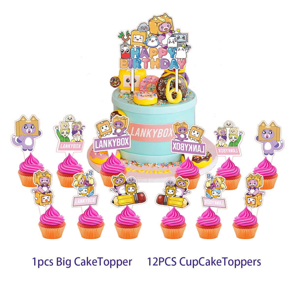 Lanky Goodie Bags Treat Candy Decorations Party Favor Supplies Birthday Cake Topper Backdrop Banner