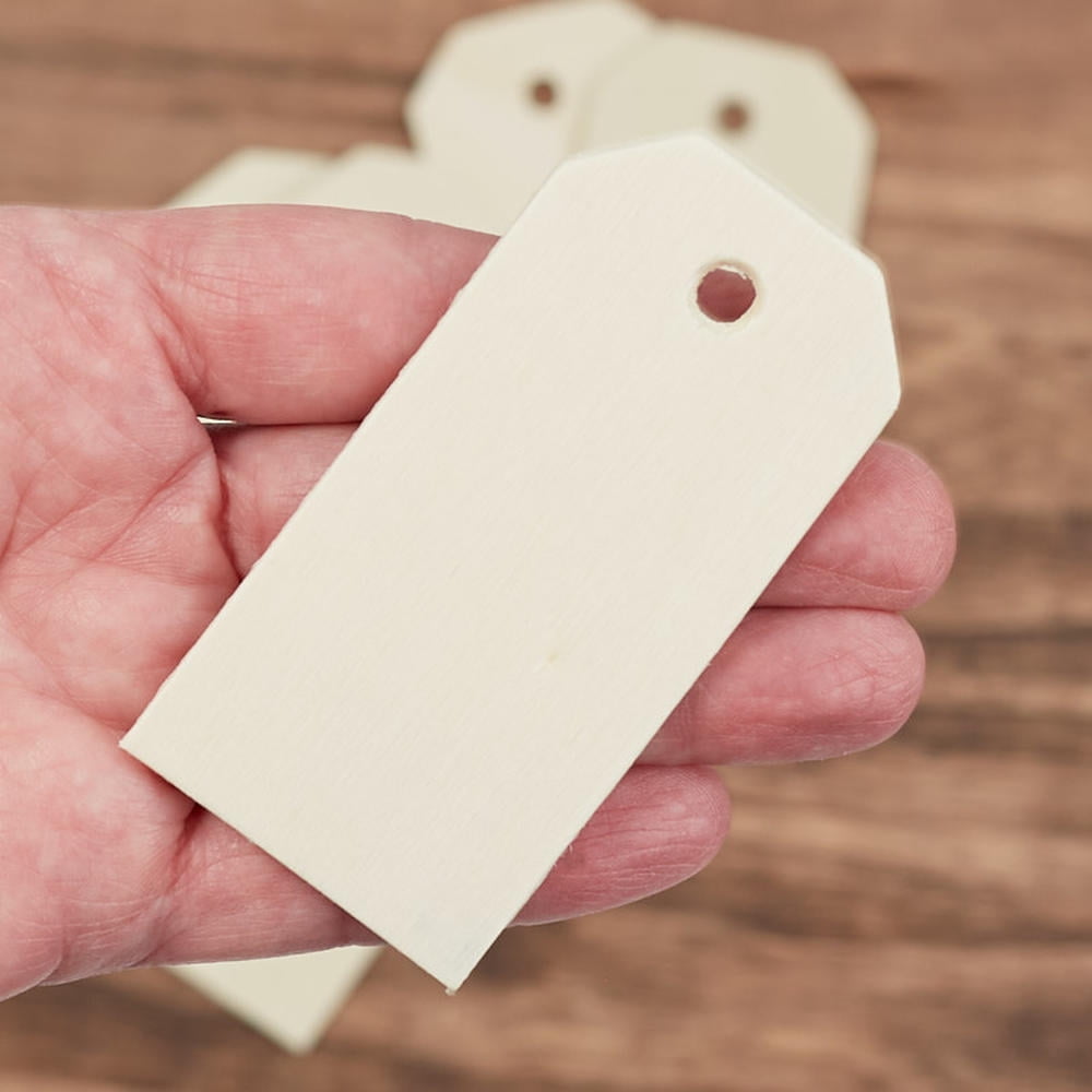 64pc Wood Christmas Gift Tags - for DIY Wooden Present Decorating - Factory Direct Craft