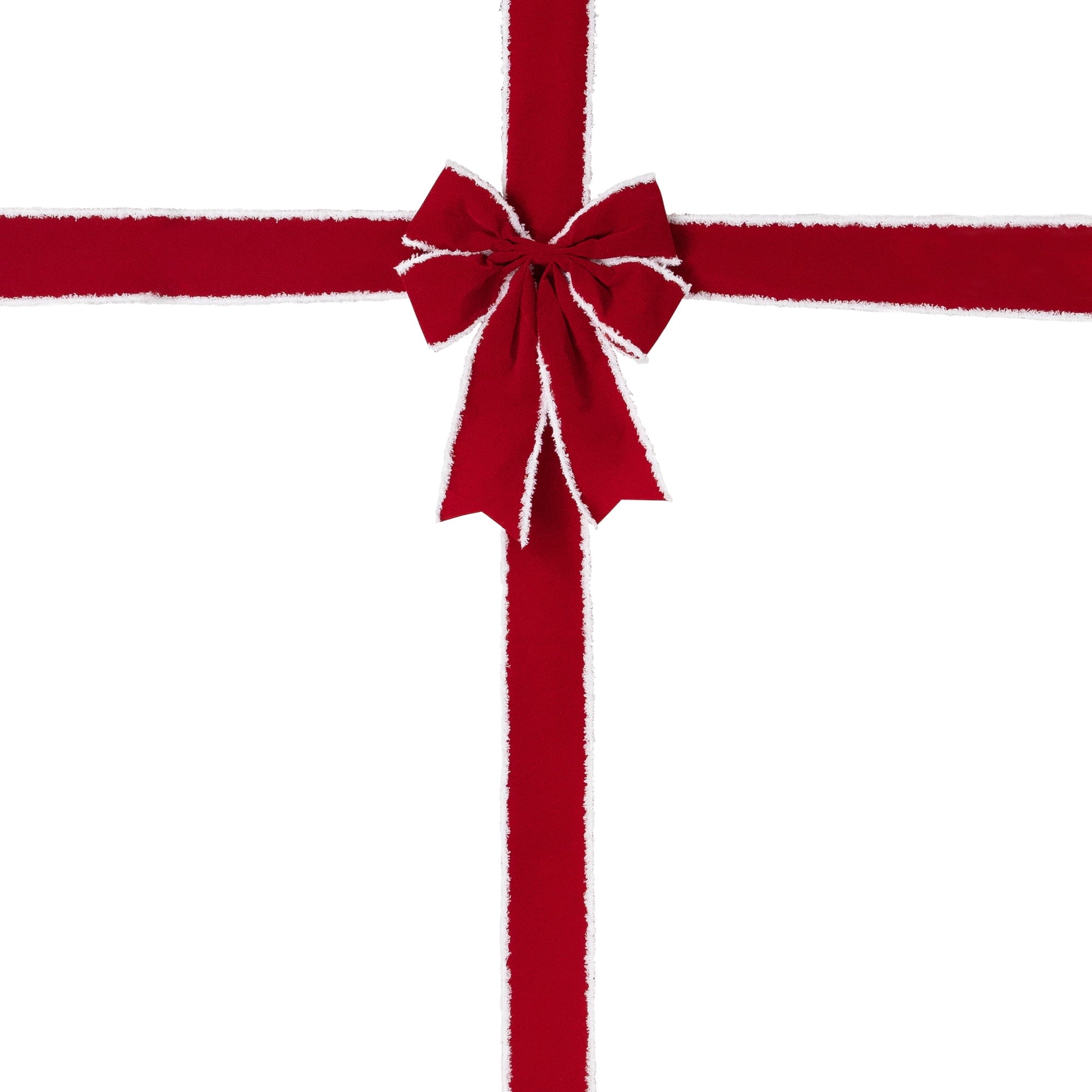 Northlight 14' Red and White Velvet Christmas Door Bow