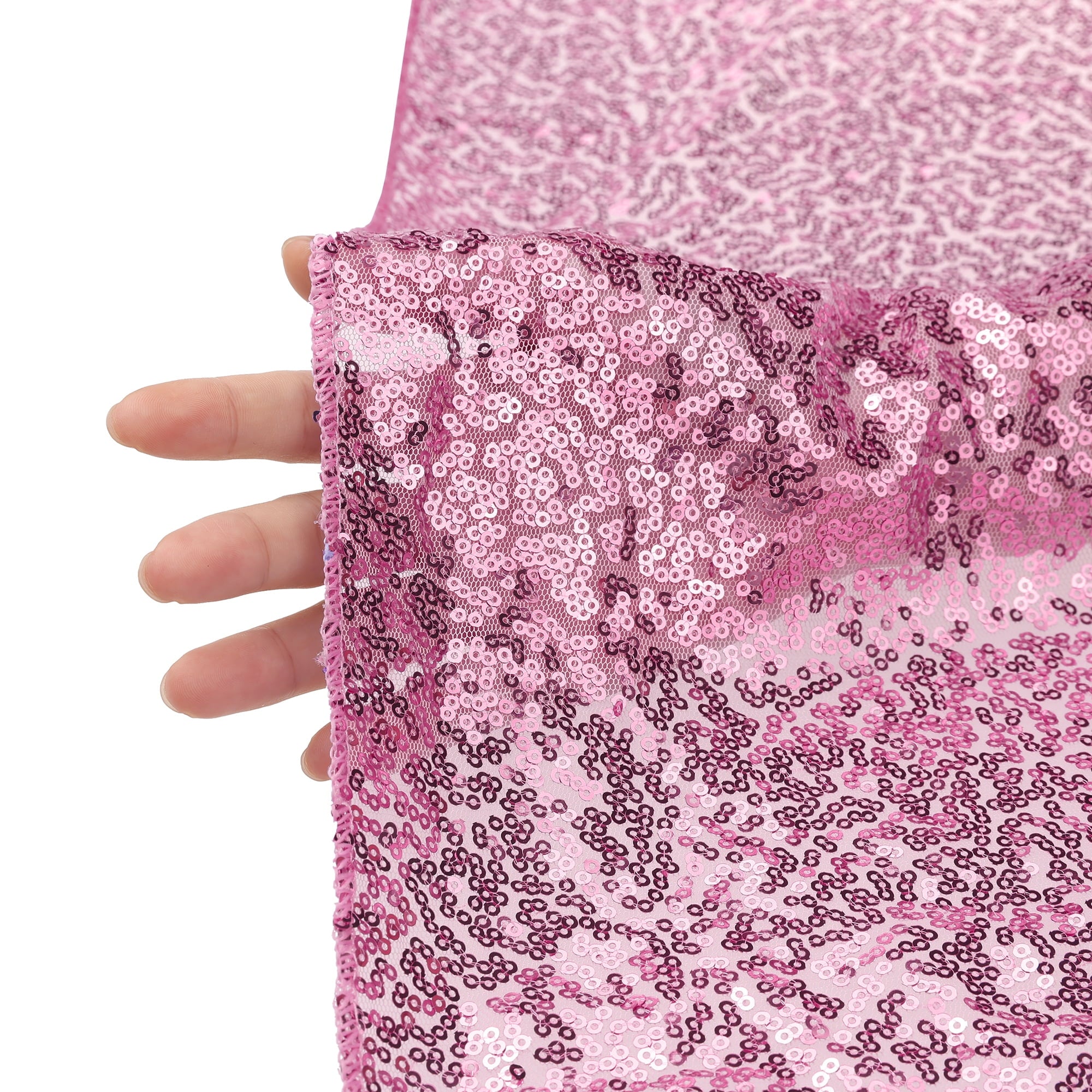 Unique Bargains Sequin Table Covers for Dining Room Parties or Dances Tablecloths Pink 47"x71"