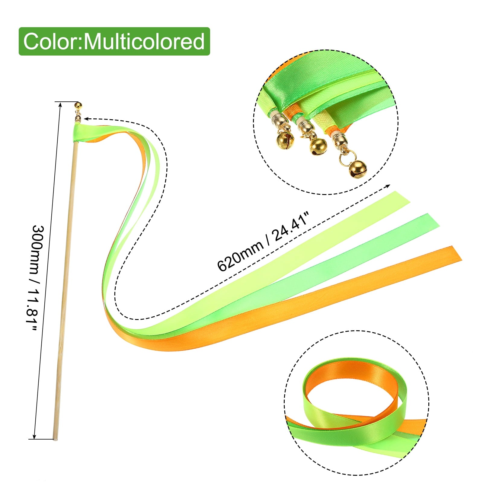 100Pcs Wedding Party Ribbon Streamers Sticks for Wedding Party Celebration, Multicolored