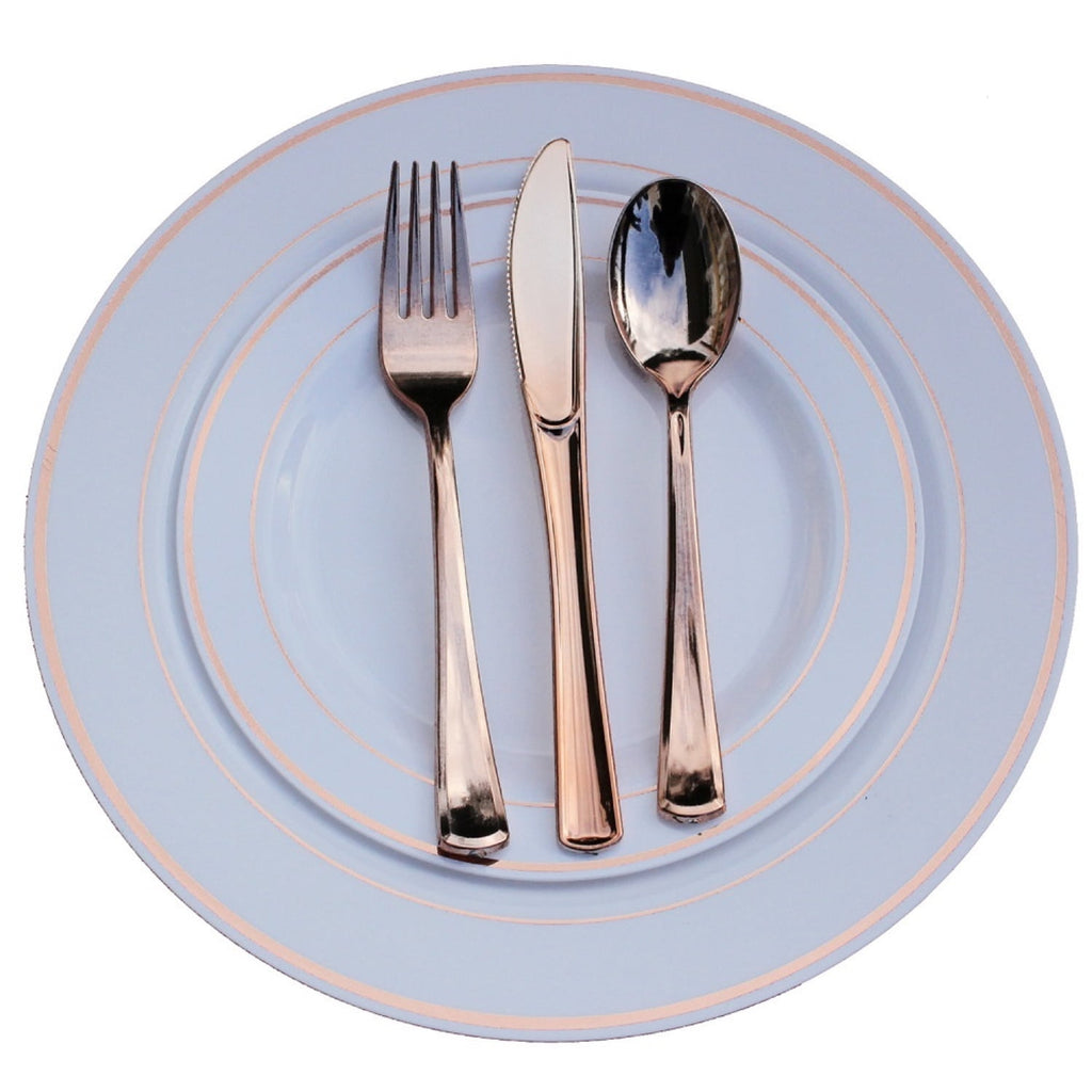 Crown Display Plastic Disposable Dinnerware Set - 60 Pcs - Wedding and Party Plates