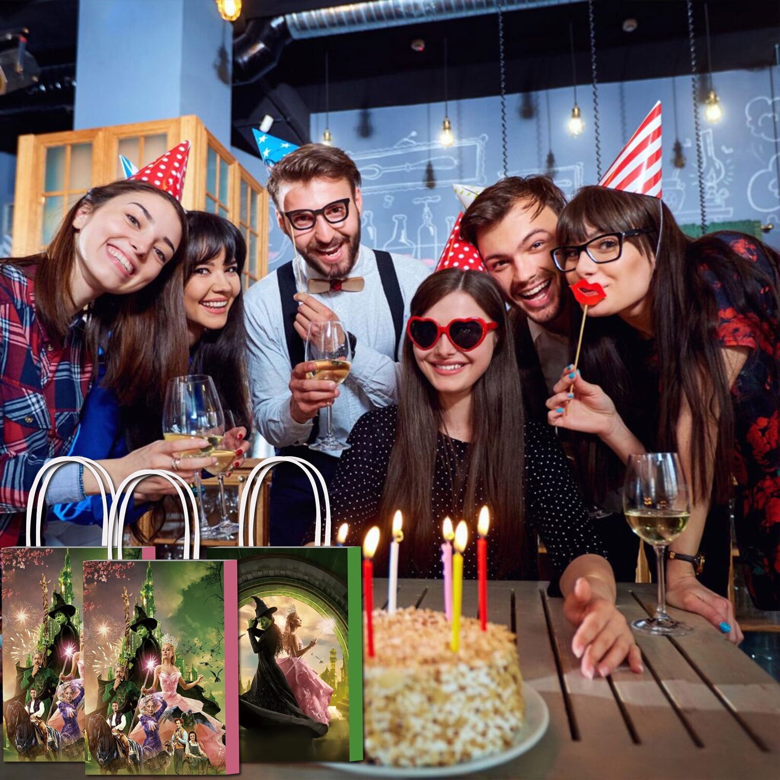 16 Pcs For Magical Witch Movie-Themed Party Favor Bags - Candy Gift Bags with Handles for Celebrations and Event Decorations
