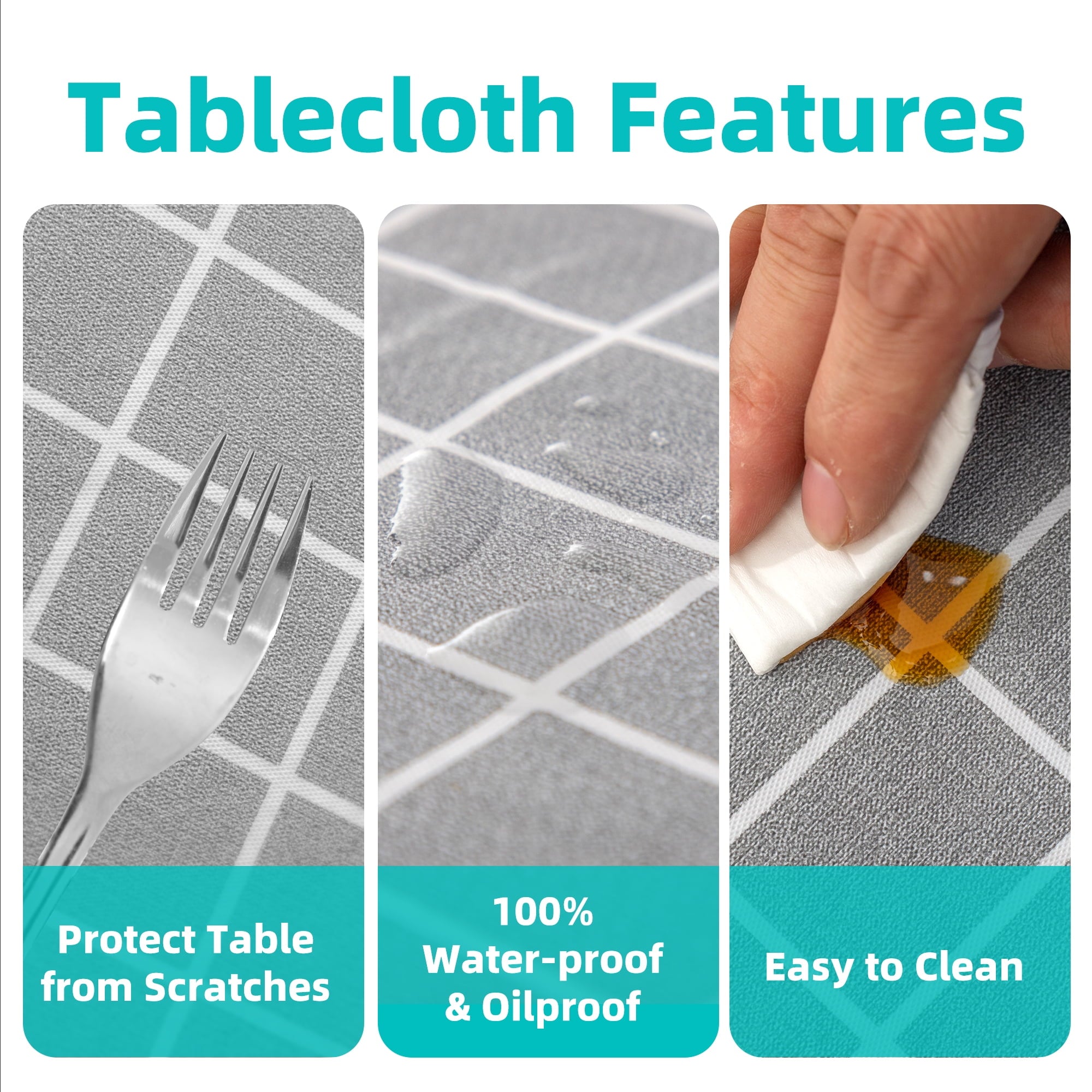 Ray Star Vinyl Party Tablecloths 60x120in Spring Tablecloth Plastic Picnic Outdoor and Camping Waterproof Oilcloth Table Cover for Rectangle Tables