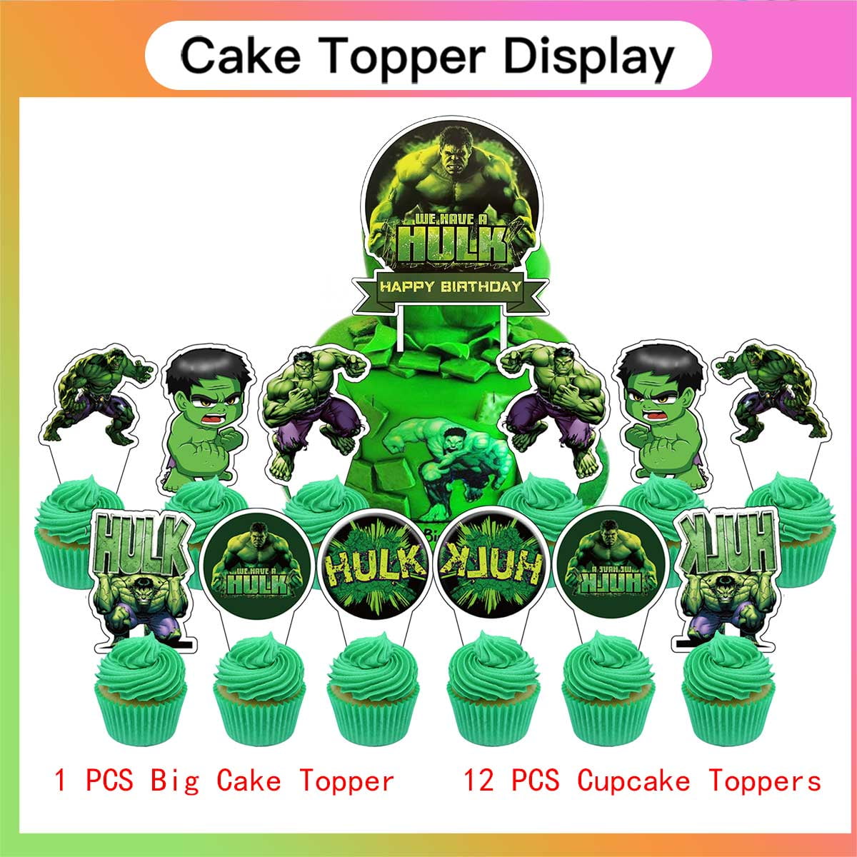 Hulk Tableware Balloons Birthday Plates Party Decor Banner Cake Topper Decorations for Kids Supplies