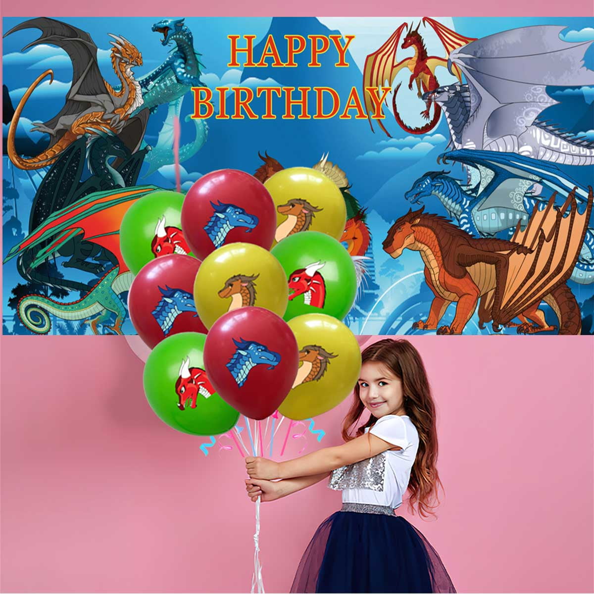 Wings of Fire Party Decor Plates Cake Topper Balloons Banner Backdrop Supplies Decorations Tableware