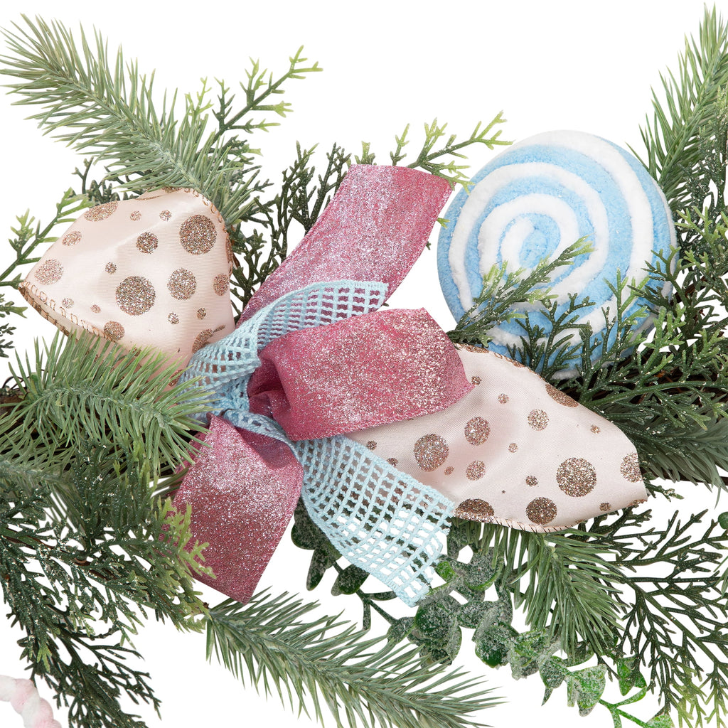 Northlight Pastel Bows and Ornaments Artificial Christmas Garland - 6' x 7" - Unlit