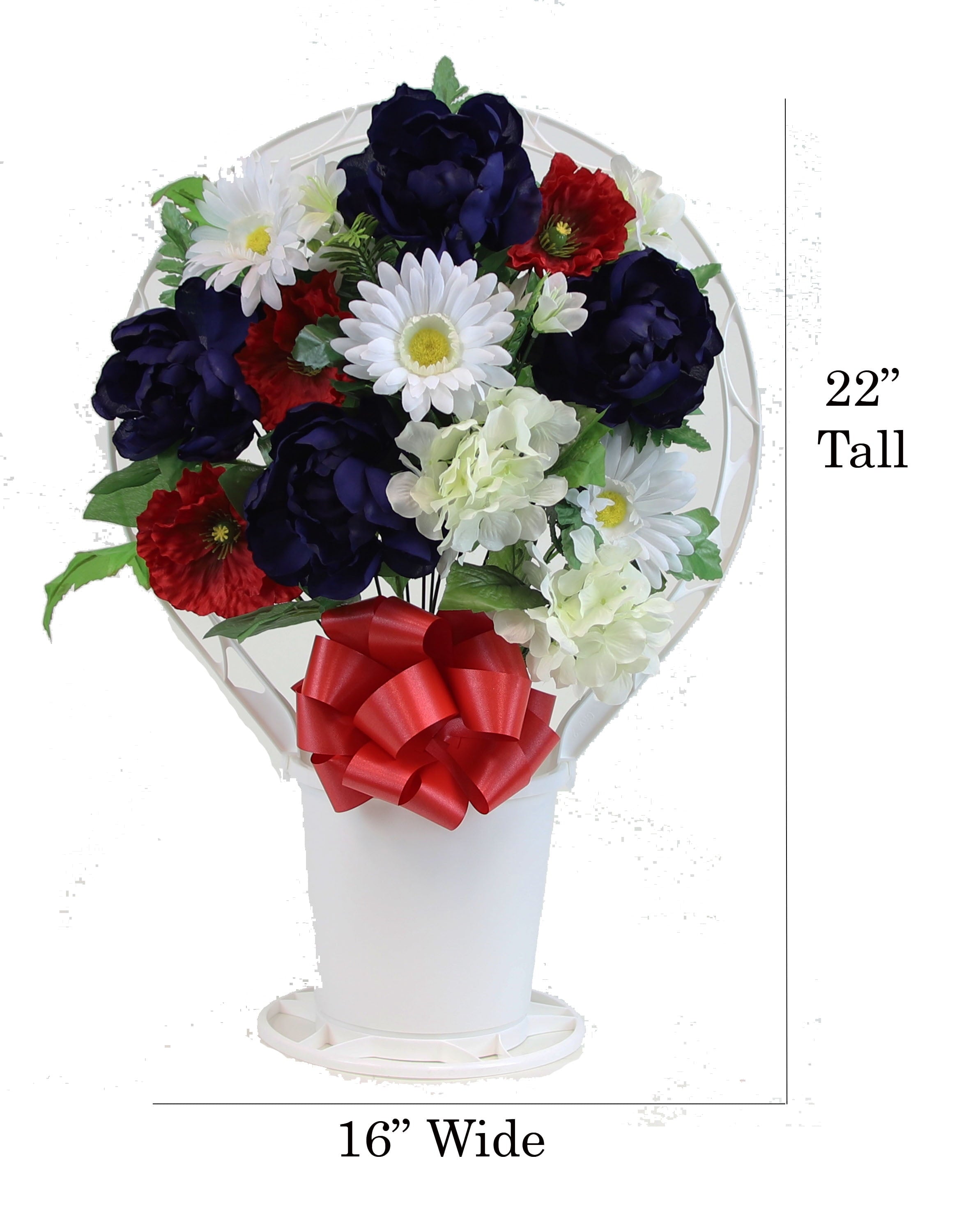 Memorial Peony Mix Hoop Basket Cemetery Arrangement