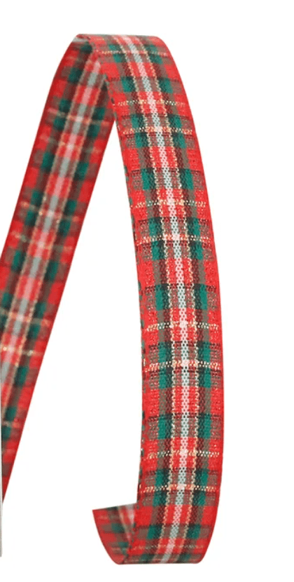 Jam Paper Plaid Christmas Multi-Color Polyester Ribbon, 25Yd X 0.62In, 1/Pack