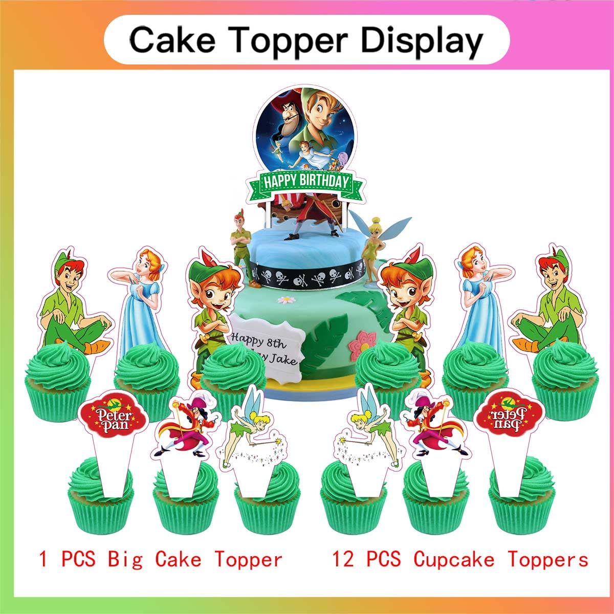 Peter Pan Balloons Party Supplies Decorations Plates Banner Cake Topper Tableware Birthday Decor