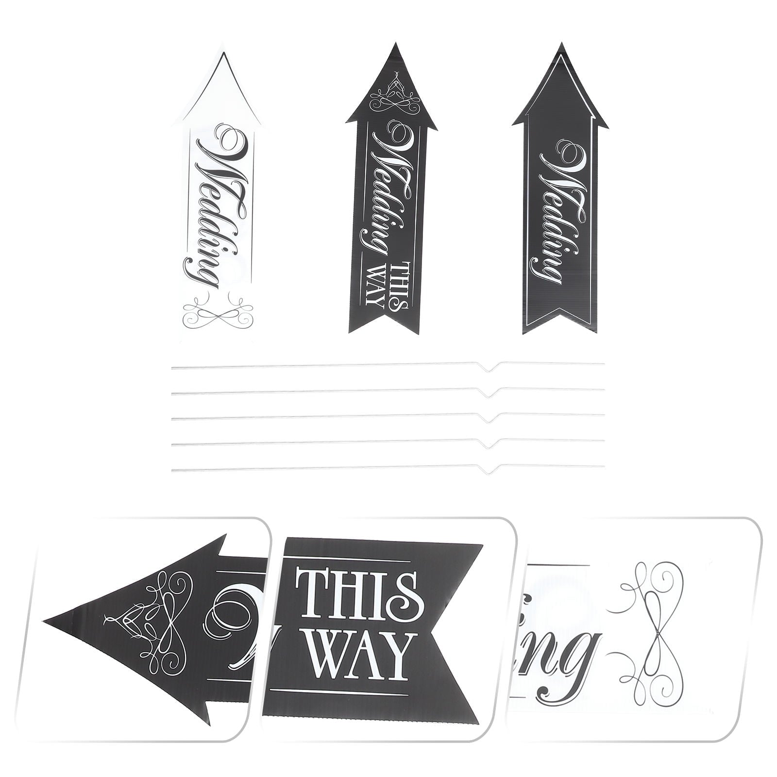 Worgeous 3 Sets  Wedding Signs Printing Wedding Directional Road Signs with Stand Rods