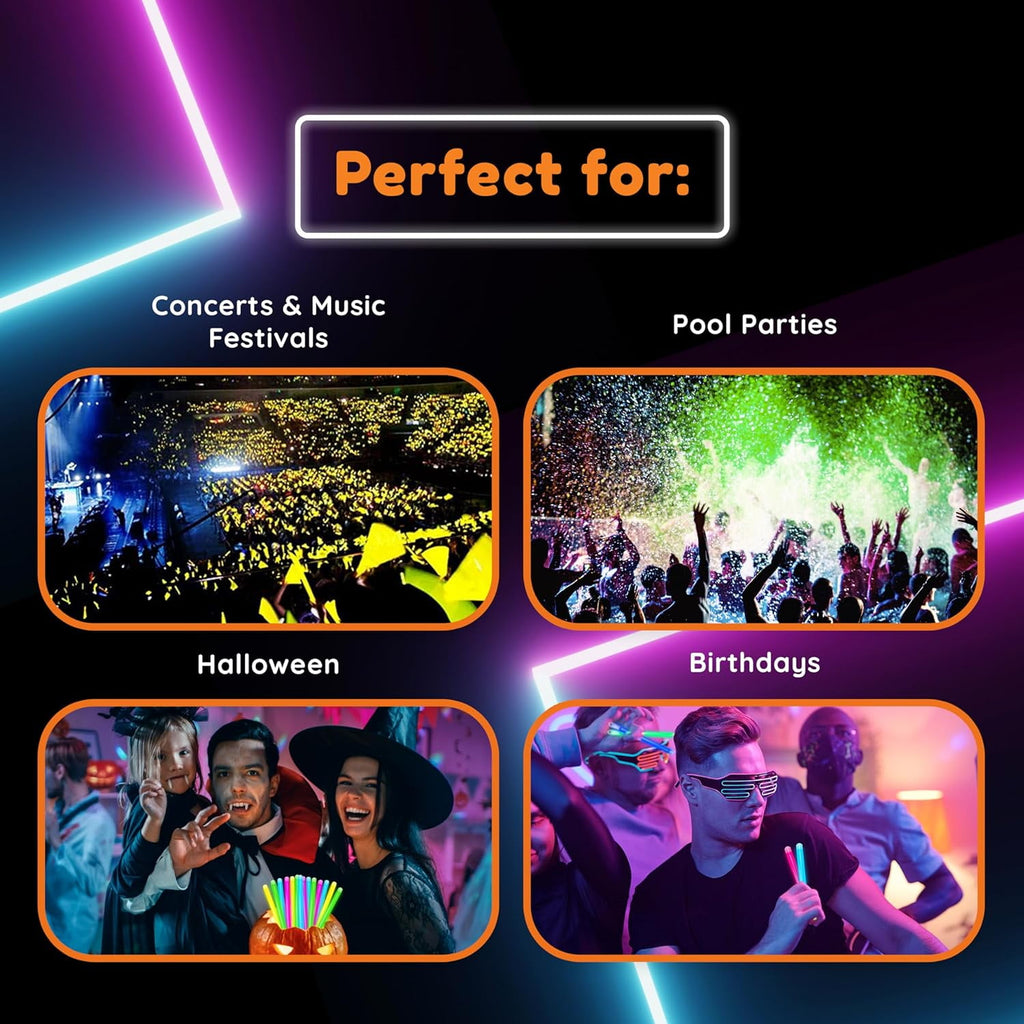 Glow Fever Glow Sticks Bulk 100ct Premium Glow in The Dark Light Up with Lanyards, for Glow Party Supplies, Party Favors, Birthday, Halloween, Graduation, Super Bright, Glow Up to 12 hrs