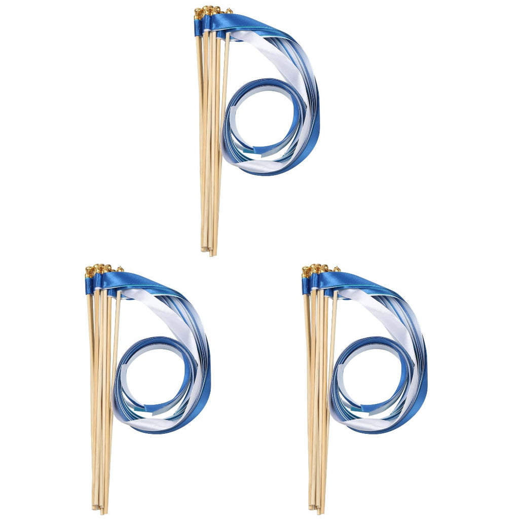3 Pieces Ribbon Stick Ribbons Sticks Cheer Props Child 1.5cm X 60cm Blue
