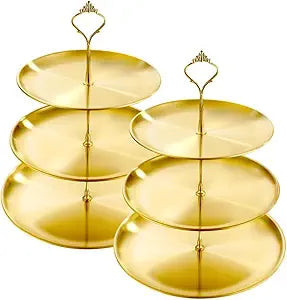 2 Pack Cake Stand 3-Tier Stainless Steel Cake Stand ，Cupcake Tower Dessert Table Display Set for Party Wedding Outdoor Picnic