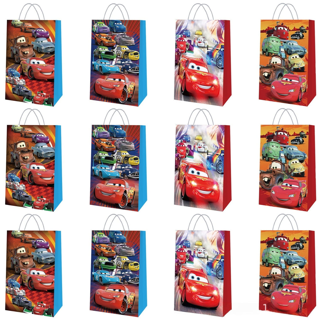 24 Pcs Cars Cartoon Party Gift Bags, Birthday party bags, Cartoon candy bags, Party Supplies（8.26"×5.9"×3.15"）