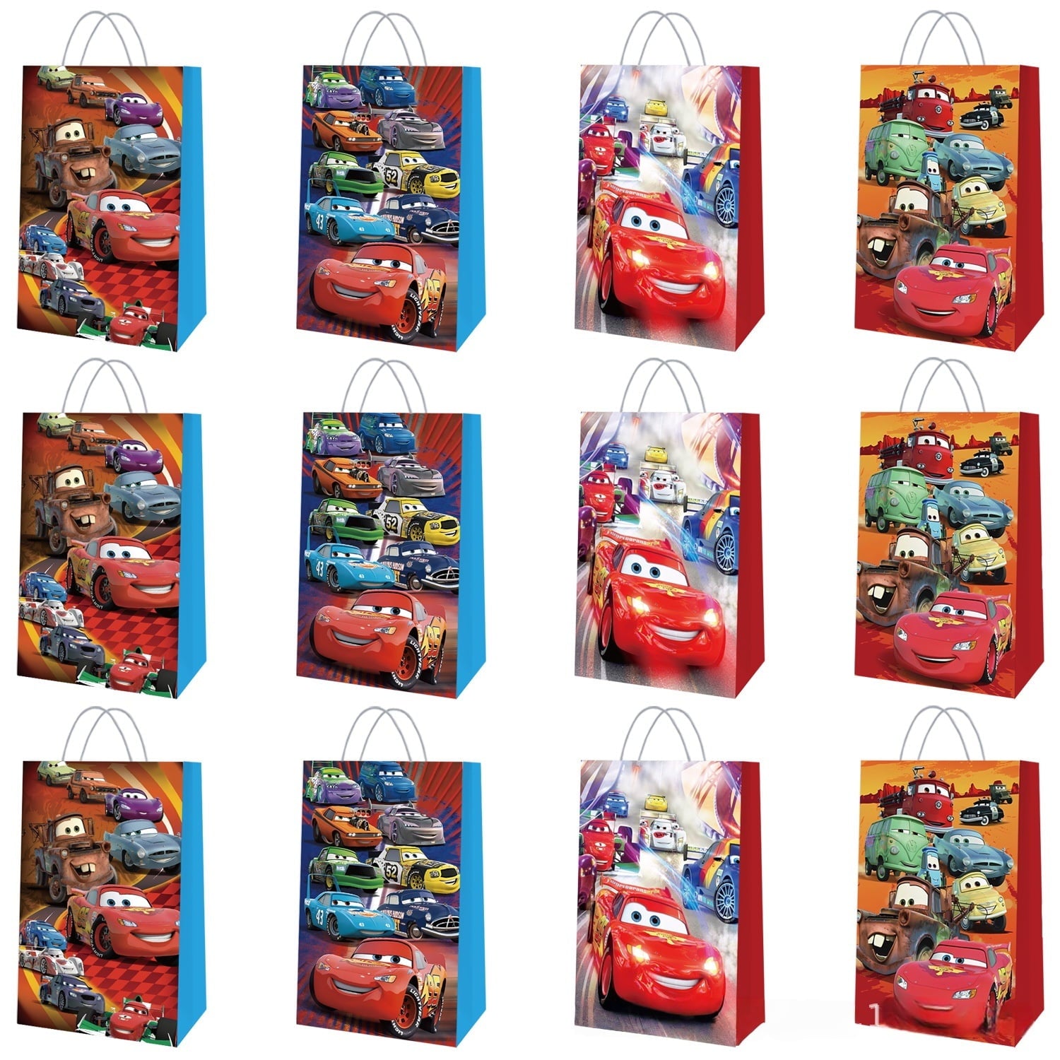 24 Pcs Cars Cartoon Party Gift Bags, Birthday party bags, Cartoon candy bags, Party Supplies（8.26"×5.9"×3.15"）