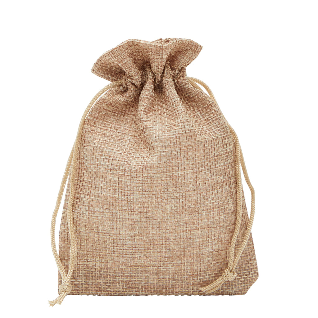 100 Pack Burlap Drawstring Pouch for Jewelry, Party Favors, Arts and Crafts, Natural Brown, 3.7 x 5.5 in