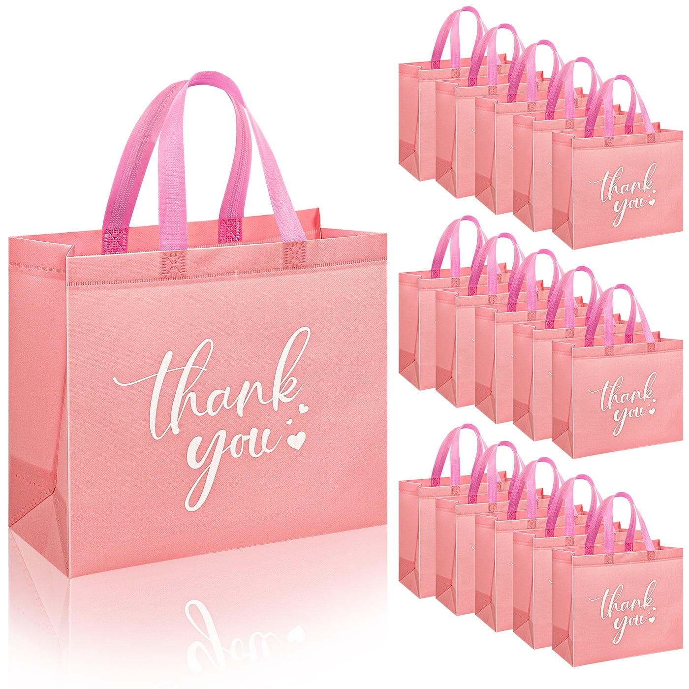 30Pcs Thank You Gift Bags, Large Reusable Gift Bags，Thank You Bags with Handles for Business, Shopping, Wedding, Baby Shower, Graduations, Party Favors (12.4x11x4.7Inch）