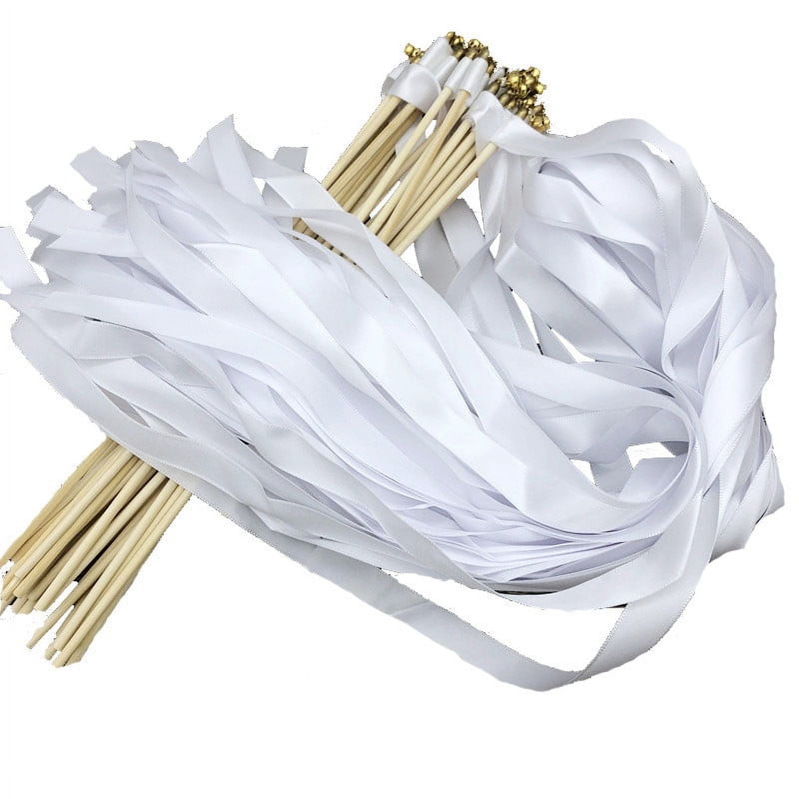 30pcs Wedding Party Ribbon Sticks Wand Streamer Lightweight Fairy Ribbon Sticks With Bells