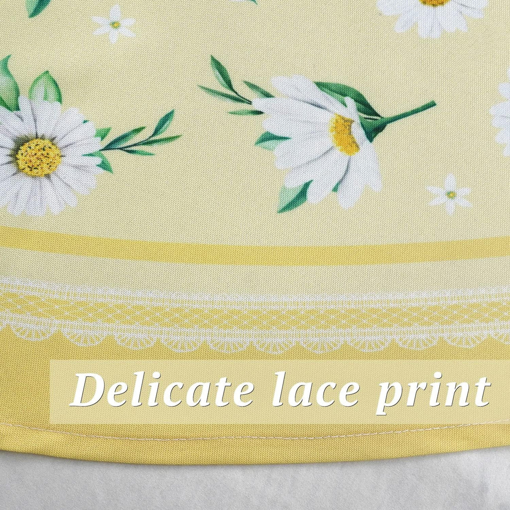 Daisy Floral Oval Tablecloth 60 x 84, Yellow White Floral Spring Tablecloth Table Cover, Elegant Country Table Cloths for Parties, Kitchen Dining Table,Polyester Fabric Flower Tablecloth, Daisy Decor
