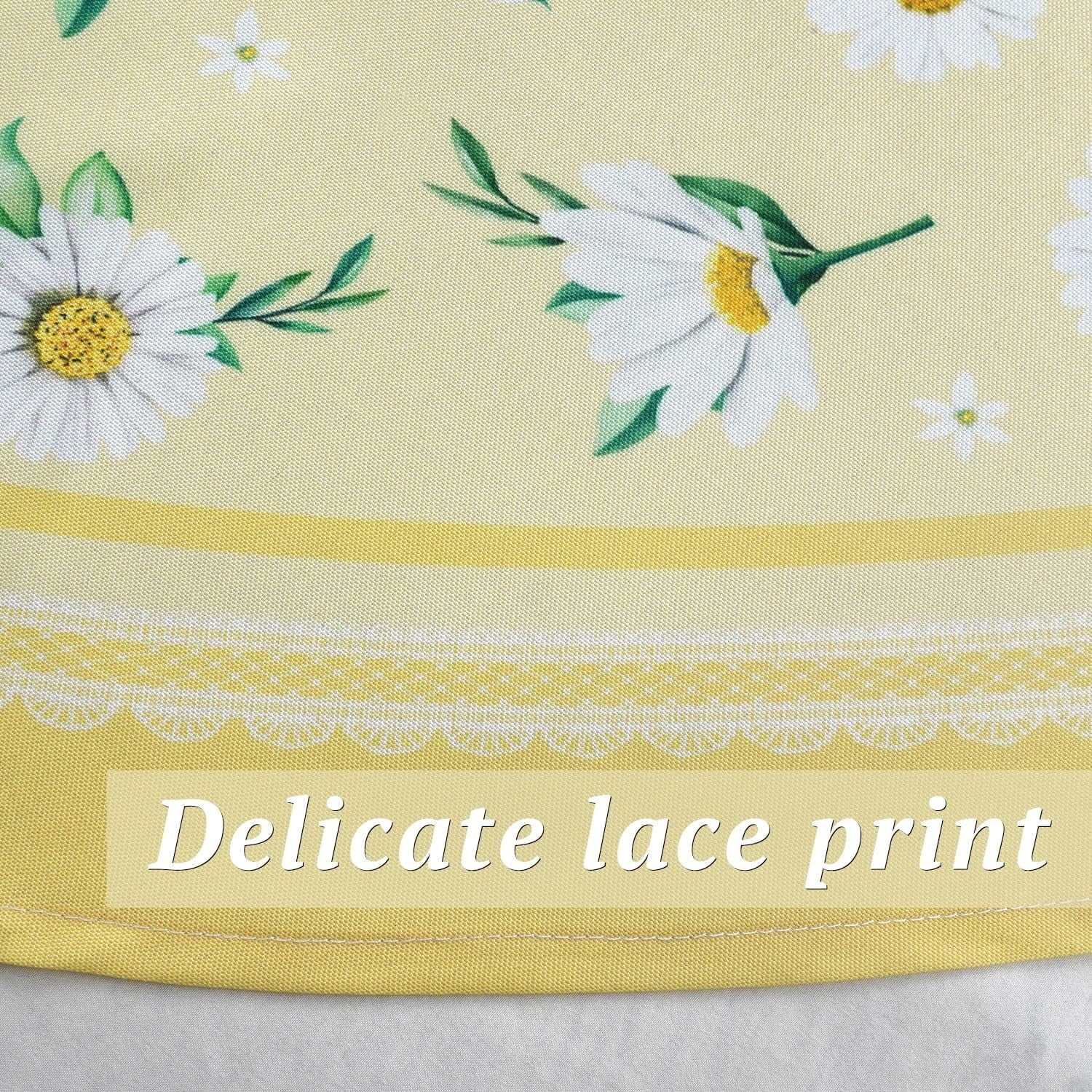 Daisy Floral Oval Tablecloth 60 x 84, Yellow White Floral Spring Tablecloth Table Cover, Elegant Country Table Cloths for Parties, Kitchen Dining Table,Polyester Fabric Flower Tablecloth, Daisy Decor