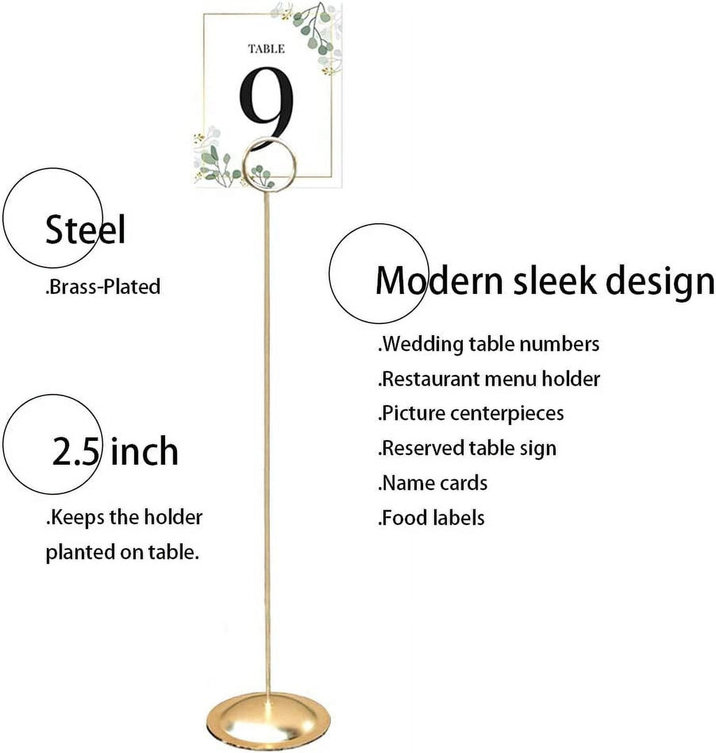 HOHIYA Table Number Holders Stands Card Wedding 12 inch Tall Gold 12pcs