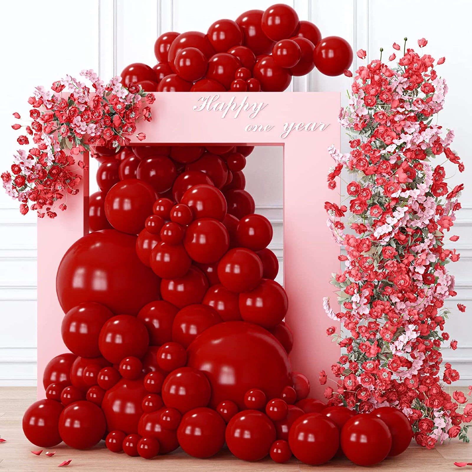 (3 pack) Lockways Red Latex Arch Balloons Kit with Balloons Include - 129pcs Red Balloons for Garland Arches