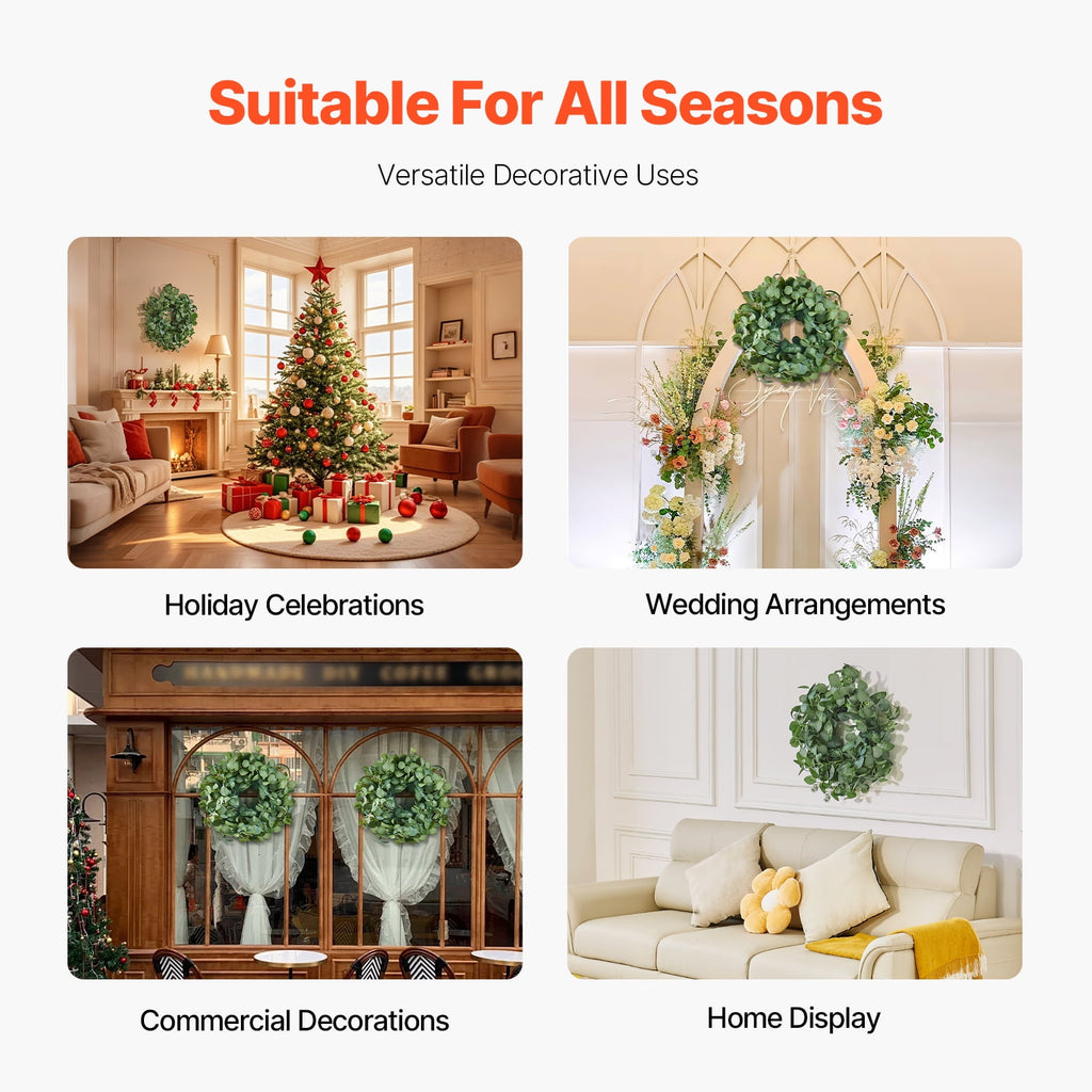 KFFKFF Synthetic Ornamental Garland, 26 inches, Verdant, Adorned with Eucalyptus Foliage, Berries, Spiky Twigs, Perennial Garland for All Seasons Residential Wall Window Celebration Adornments