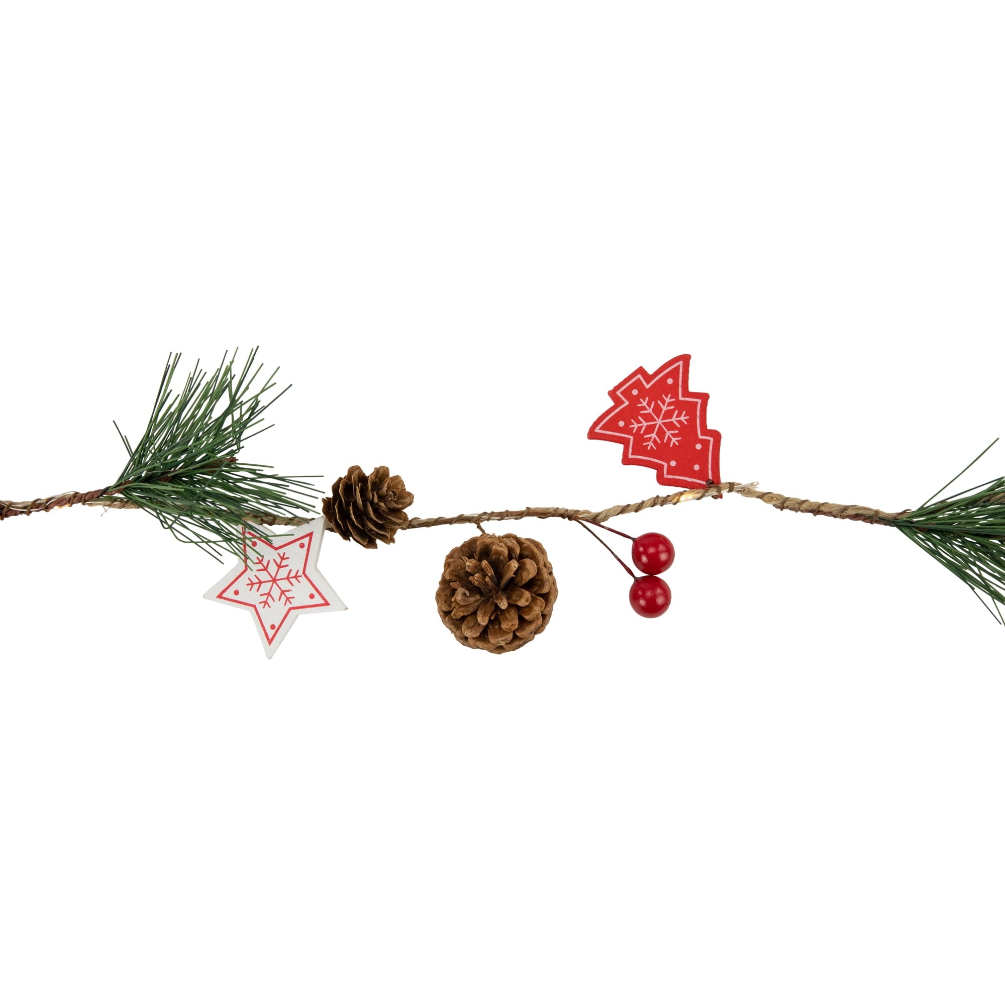 Northlight Pre-Lit Battery Operated Stars and Trees Christmas Garland - 6' - Warm White