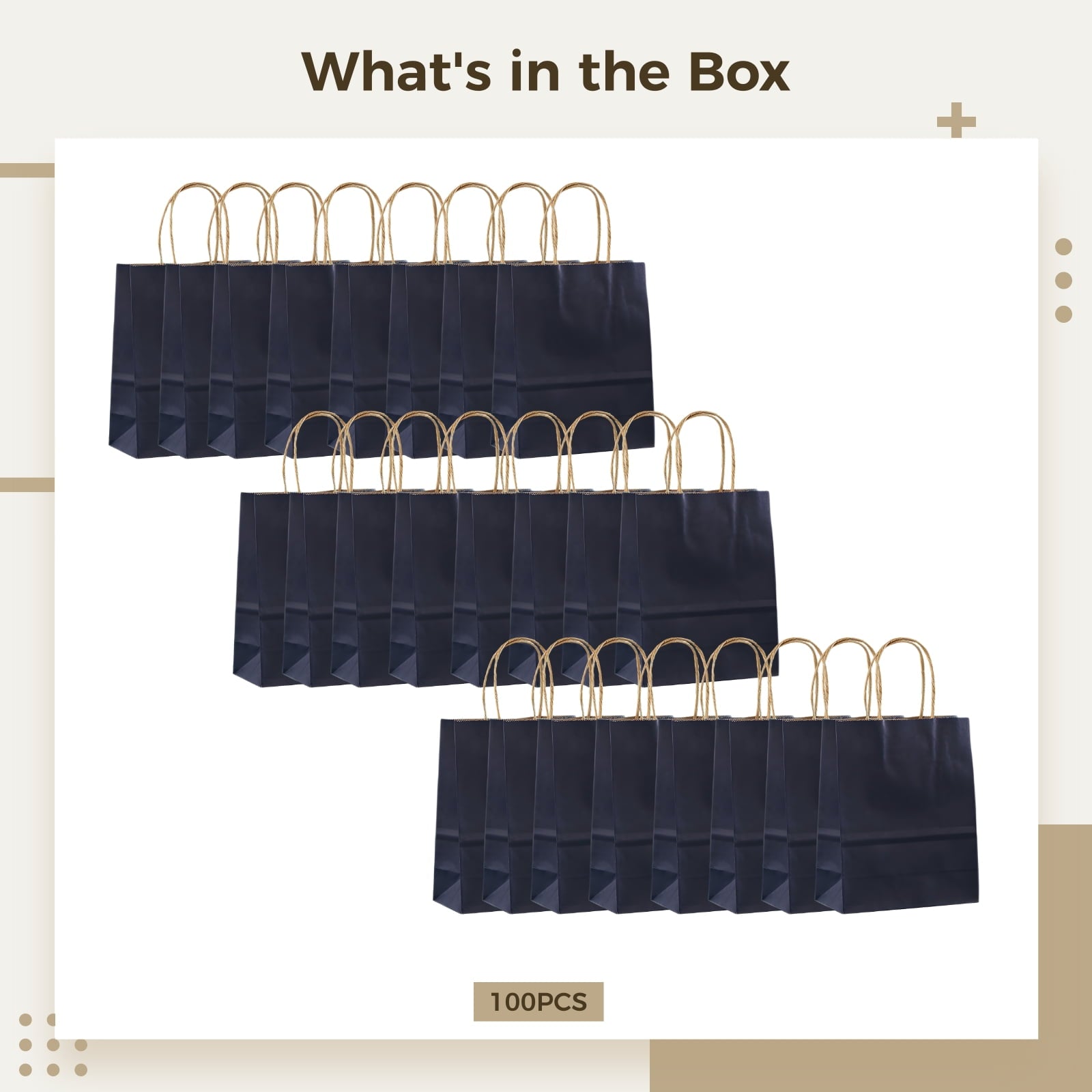 Welcome Bags for Wedding Guests Bulk, 100 Pcs Deep Blue Reusable Gift Bags with Handles Bulk, Customizable Logo, 8 in x 6 in x 3 in, Perfect for Multiple Occasions