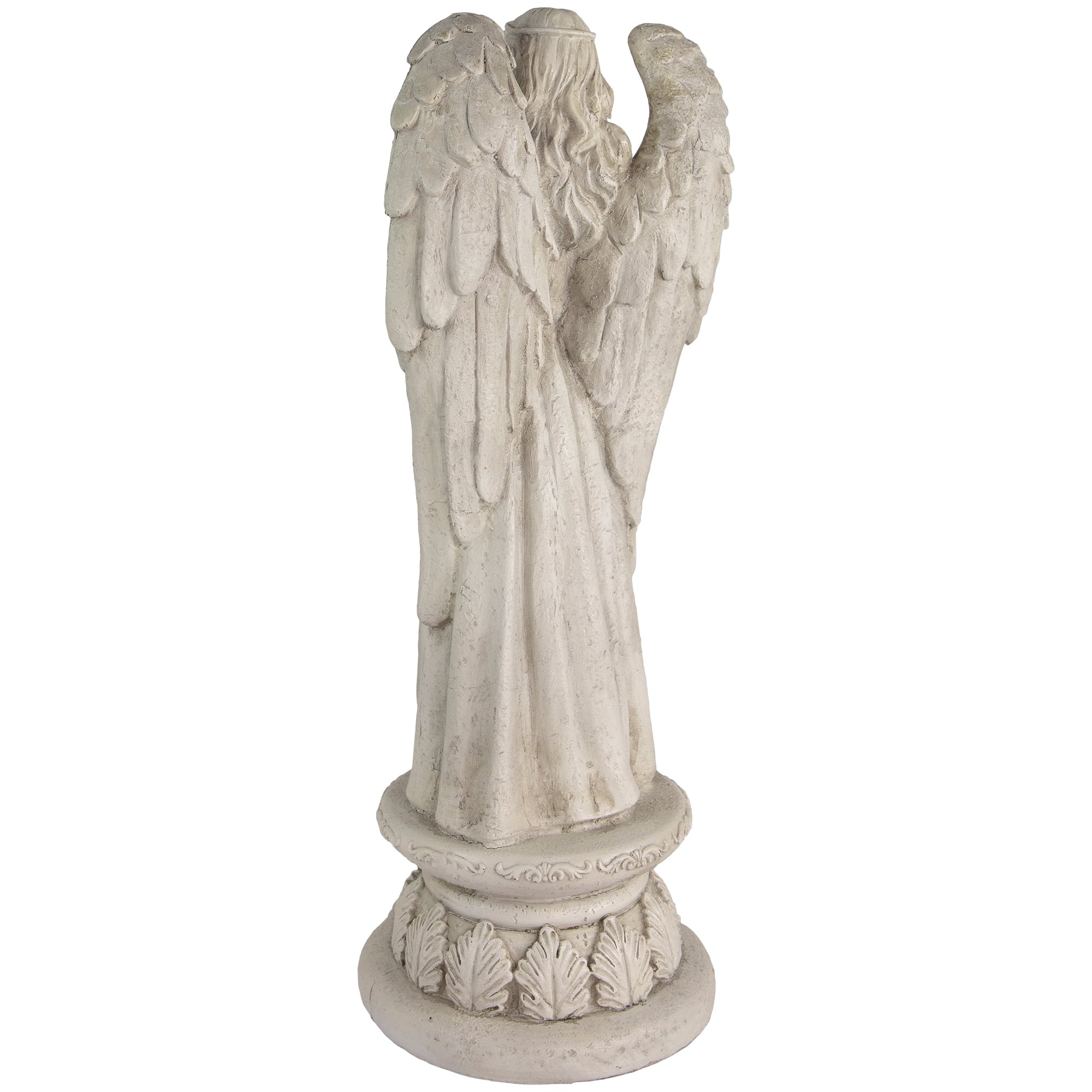 Northlight 22.5" Standing Religious Angel with Bird Bath Votive Candle Holder Outdoor Patio Garden