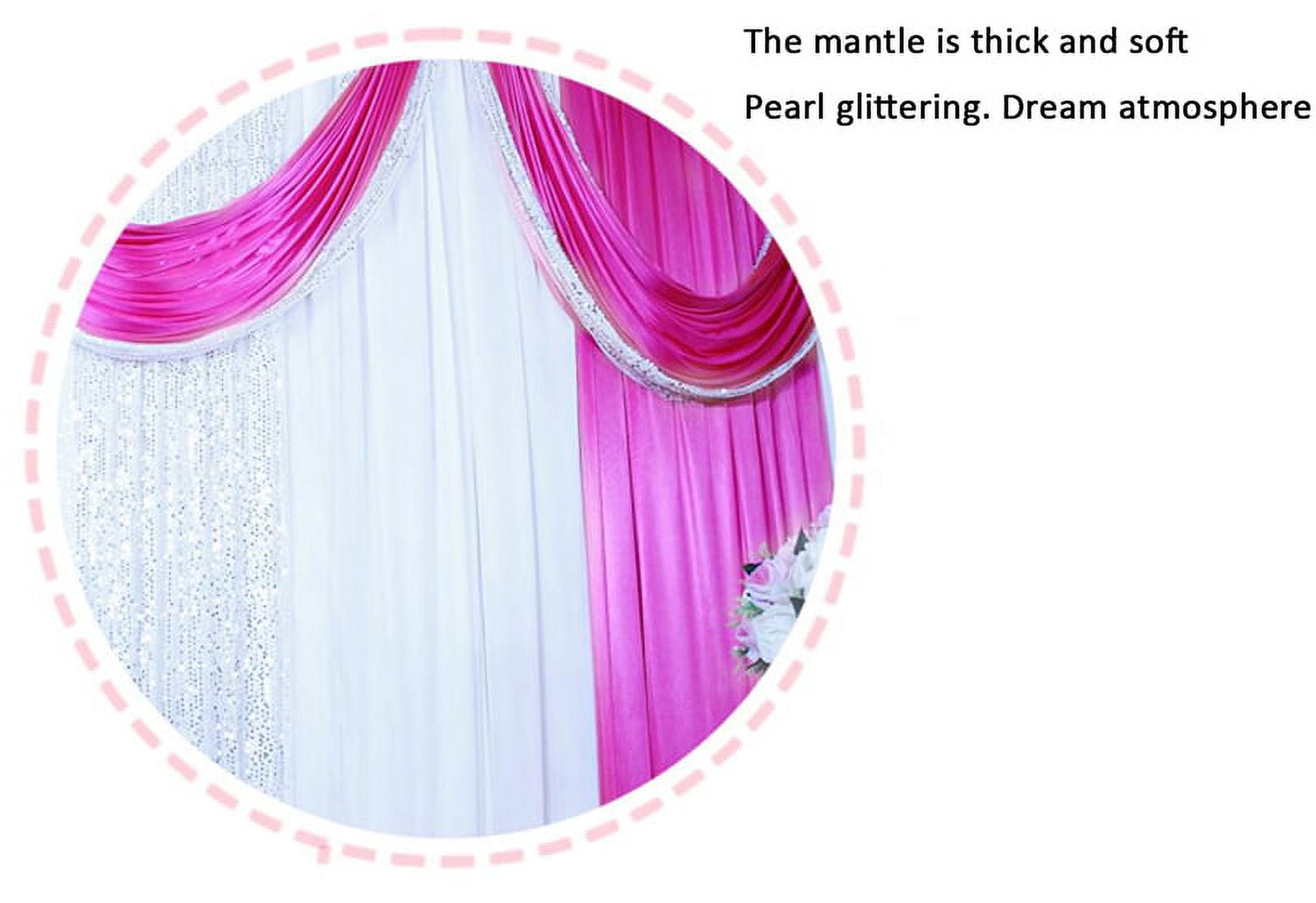 INTBUYING 10ft*10ft Three Fold Blue Wedding Stage Reception Backdrop Curtain Decorations Ceremony Background Party Drapes with Swag Silk Fabric Curtain