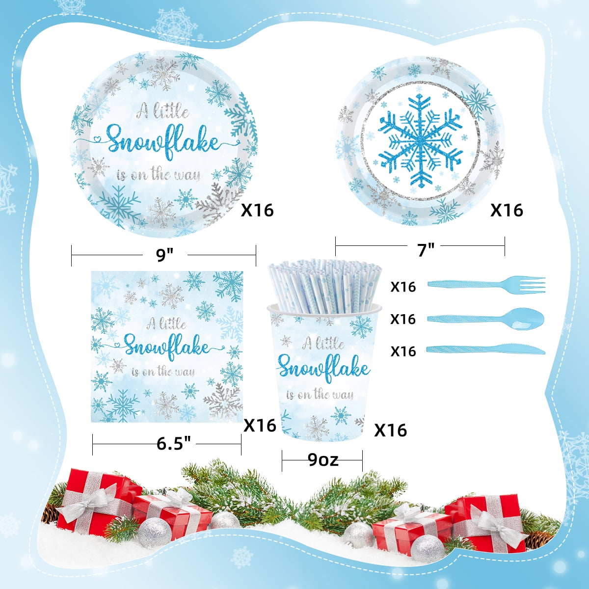 Christmas Paper Plates Party Supplies Decorations Disposable Christmas Dishes Napkins Dinnerware Tablecloth, Serve 16 Design2