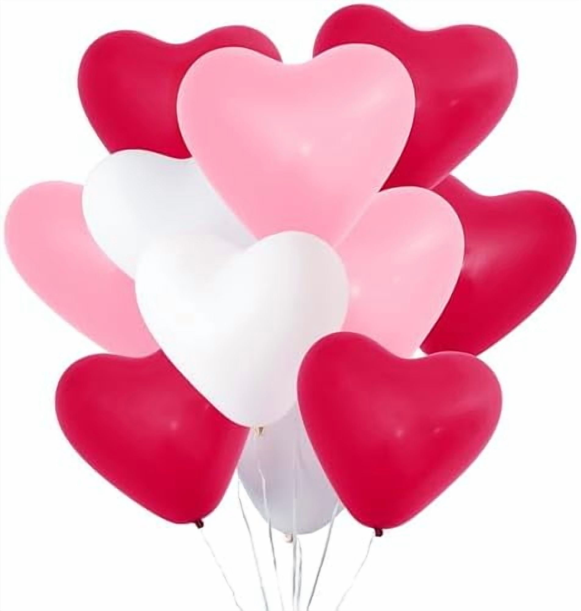36 Pack Latex Heart Shaped Balloons 10 inch With Ribbon - Pink White Red Heart Balloons, Valentines Day Balloons, for Marriage Proposal & Valentines Day Decorations & Wedding Party
