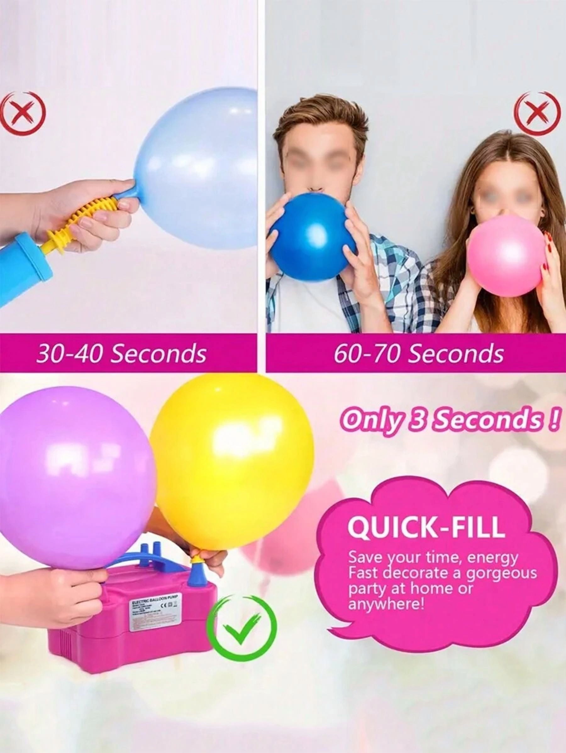 1pc Portable Electric Balloon Pump With Dual Nozzles, Electric Balloon Inflator, Air Blower, Ideal For Party Decorations, Gatherings And Time-Saving
