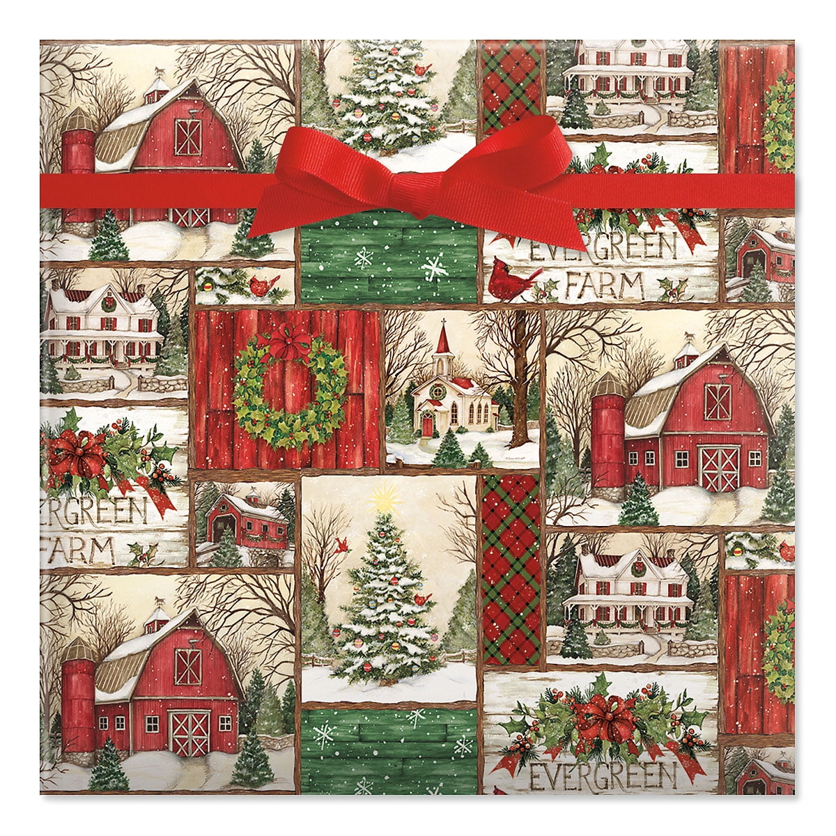 Current Jumbo Gift Wrap Paper Rolls, 3 pack- Horses, Evergreen, Cardinal Print