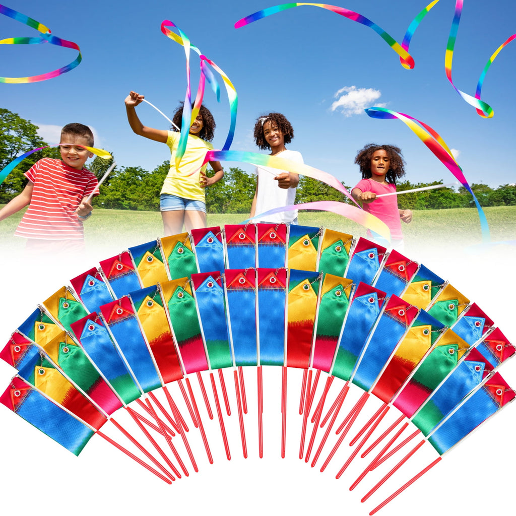 36Pcs Dance Ribbons for Kids Colorful Dancing Wand Reusable Dance Streamer for Party Games Gymnastics Goody Bag Stuffers