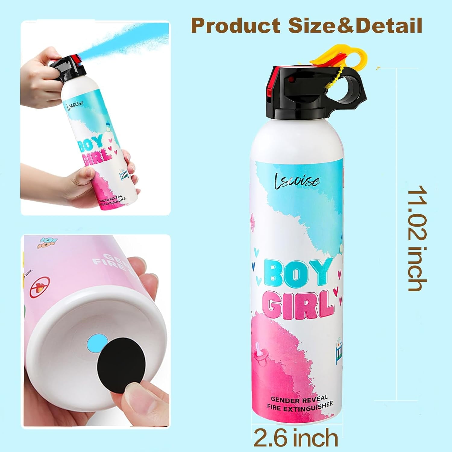 Gender Reveal Confetti Powder Cannon,  Color Blaster Party Popper for Gender Reveal Baby Showers, 2 Pack Party Supplies
