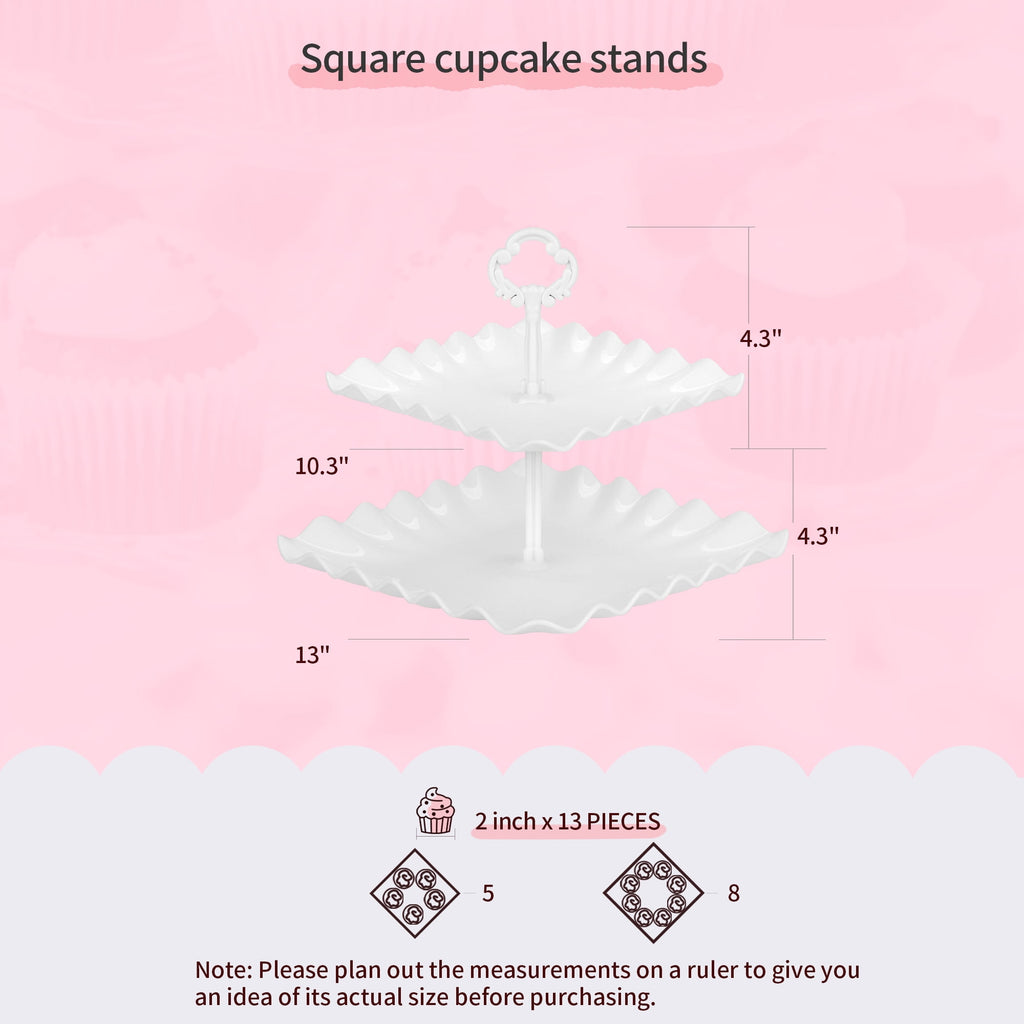 NWK 10 pieces Dessert Cake Stand Set with Appetizer Trays, for Birthday Baby Bridal Shower Party (White)