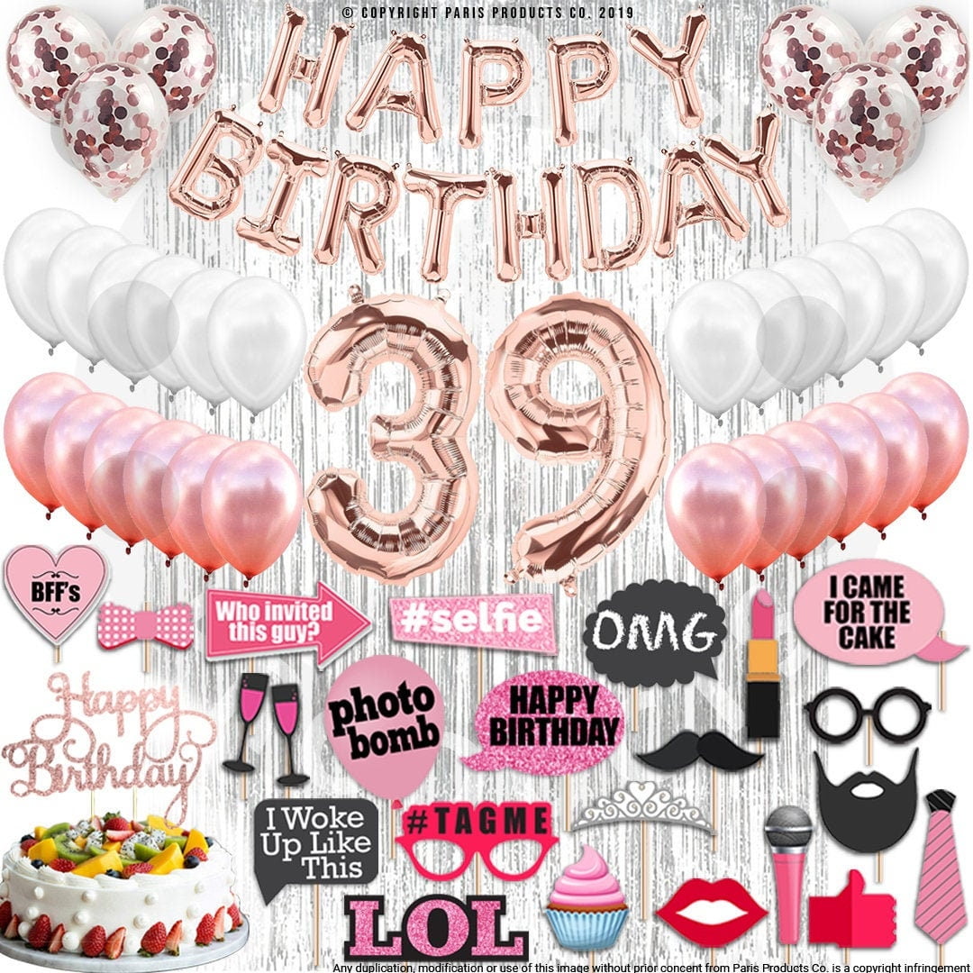 4th Birthday Decorations Party Supplies, Rose Gold 4Number Balloons 4th Foil Mylar Balloons Latex Balloon Decoration 4th Birthday Gifts