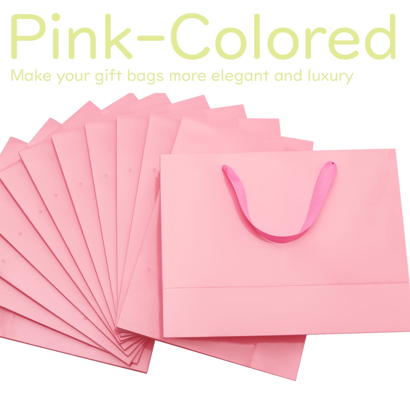 JINMING 12 Count Pink Extra Large Gift Bags, 16x6x12 inches, Extra Large Paper Bags with Handles