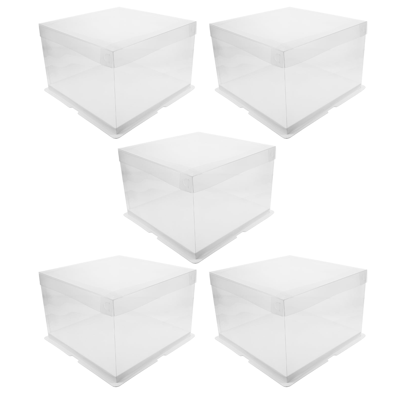 5pcs Transparent Cake Box Candy Gift Box Container Carrier Packaging Box for Birthday Shower Wedding ( 8 inch Single Layer Boxes )