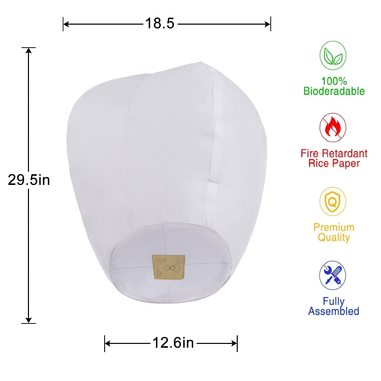 ZAP Chinese Paper Lanterns,20 Pack White Paper Wishing Lanterns for Weddings, Birthday Party, New Years, Festival(White)
